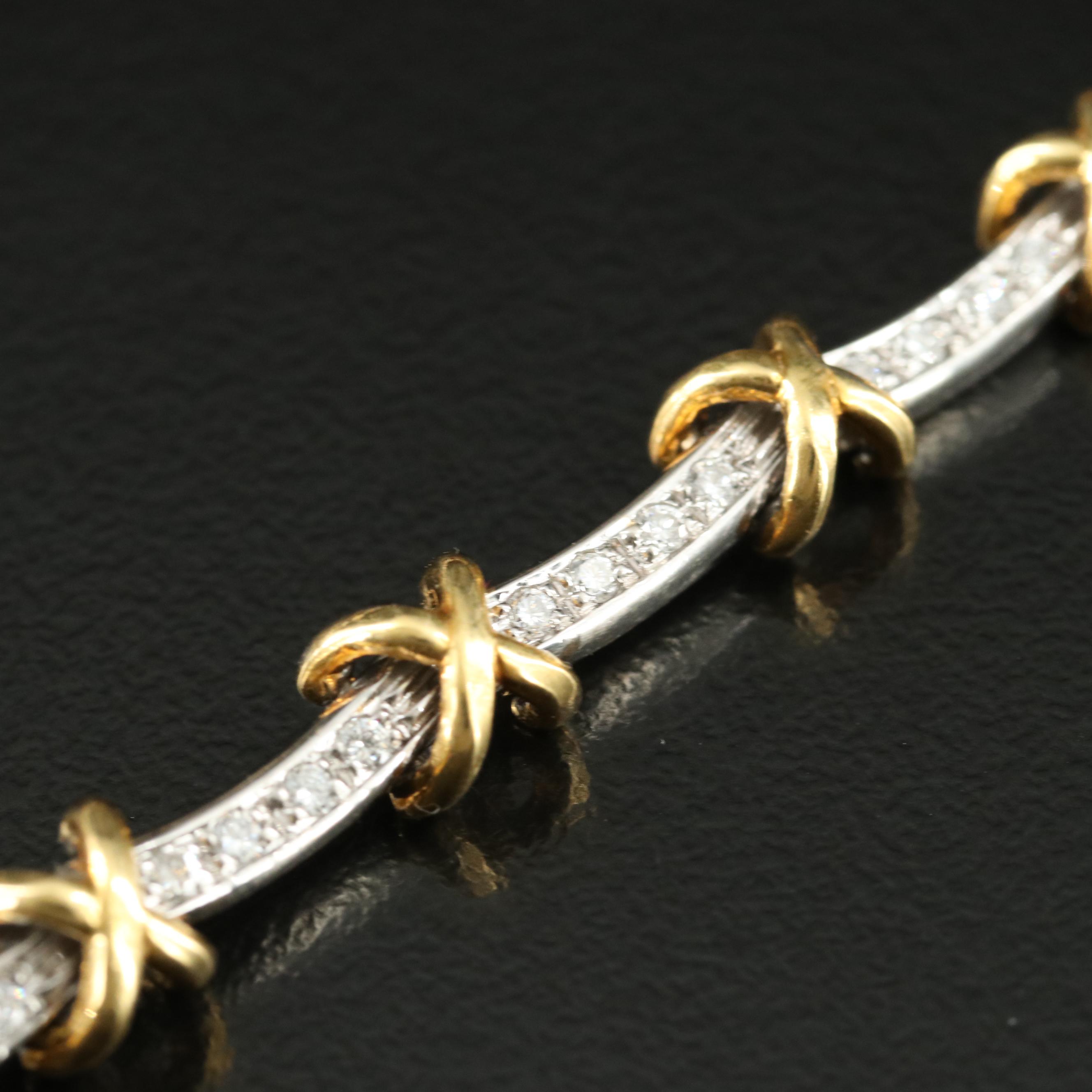 Roberto Coin 18K Two-Tone 0.96 CTW Diamond "X" Necklace