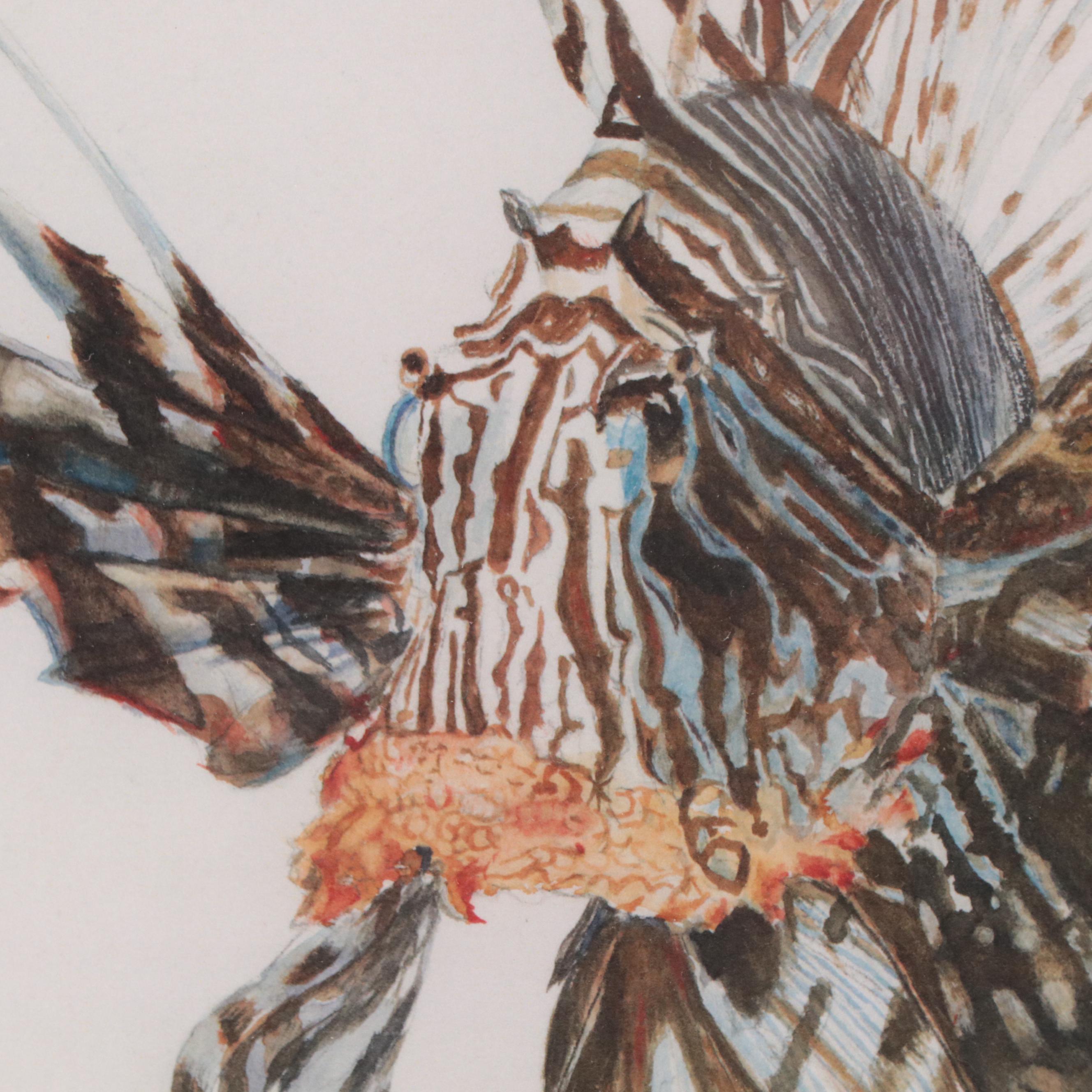 Offset Lithograph After Patricia Faber of Angel Fish