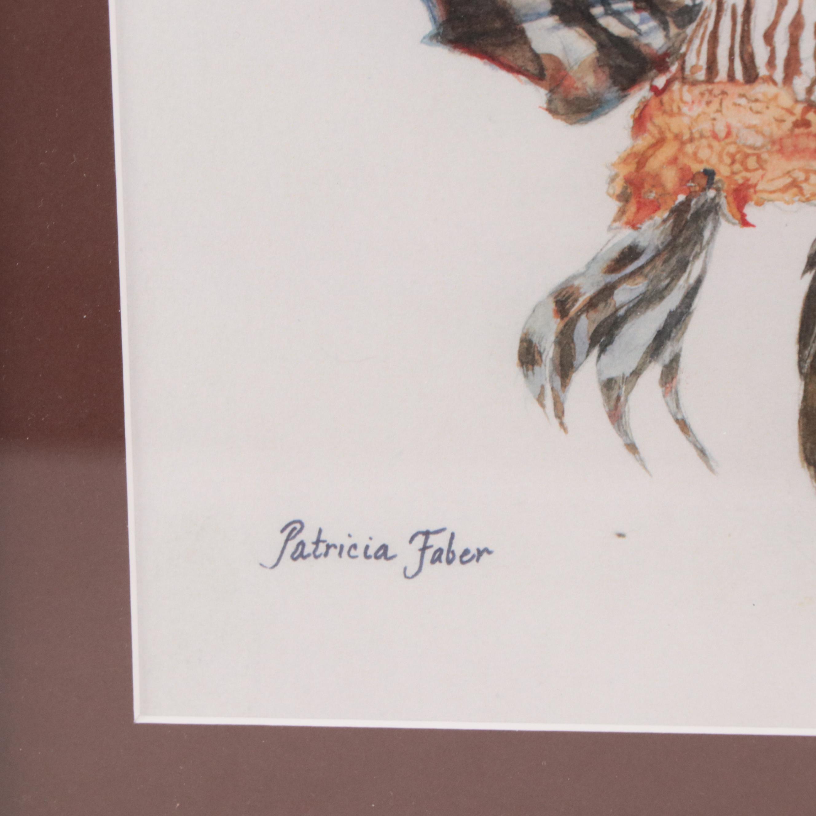 Offset Lithograph After Patricia Faber of Angel Fish