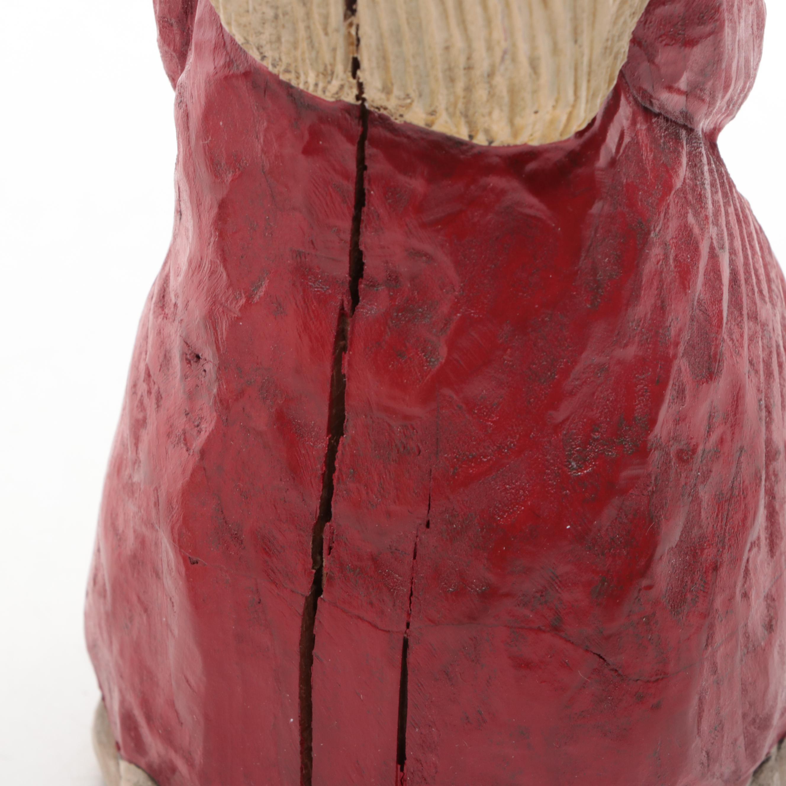 Resin and Wood Folk Art Santas and Sleigh with Reindeer