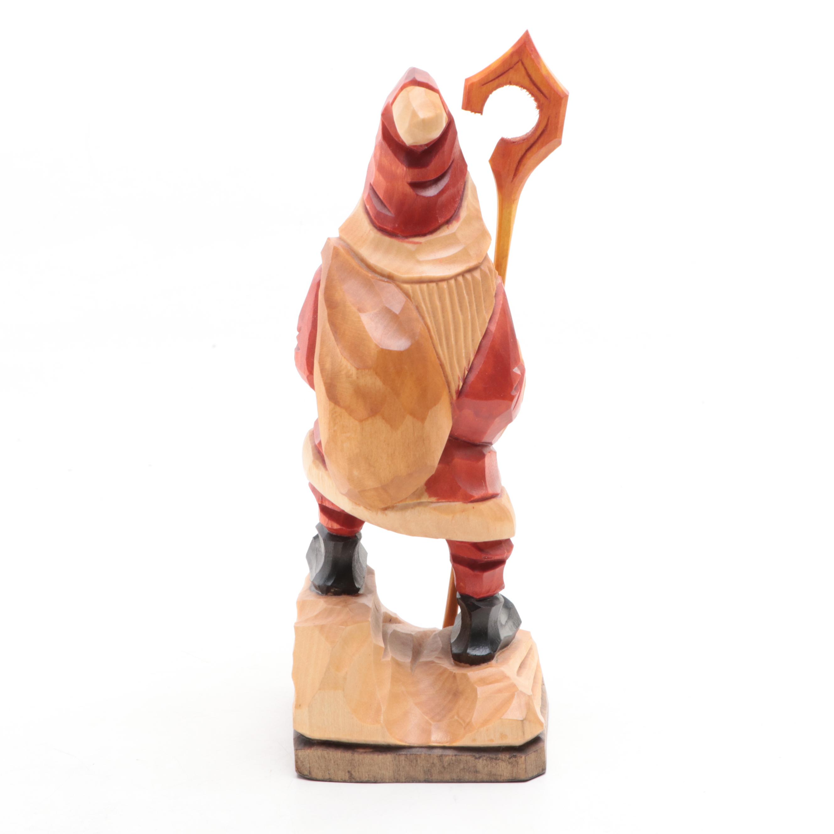 Resin and Wood Folk Art Santas and Sleigh with Reindeer