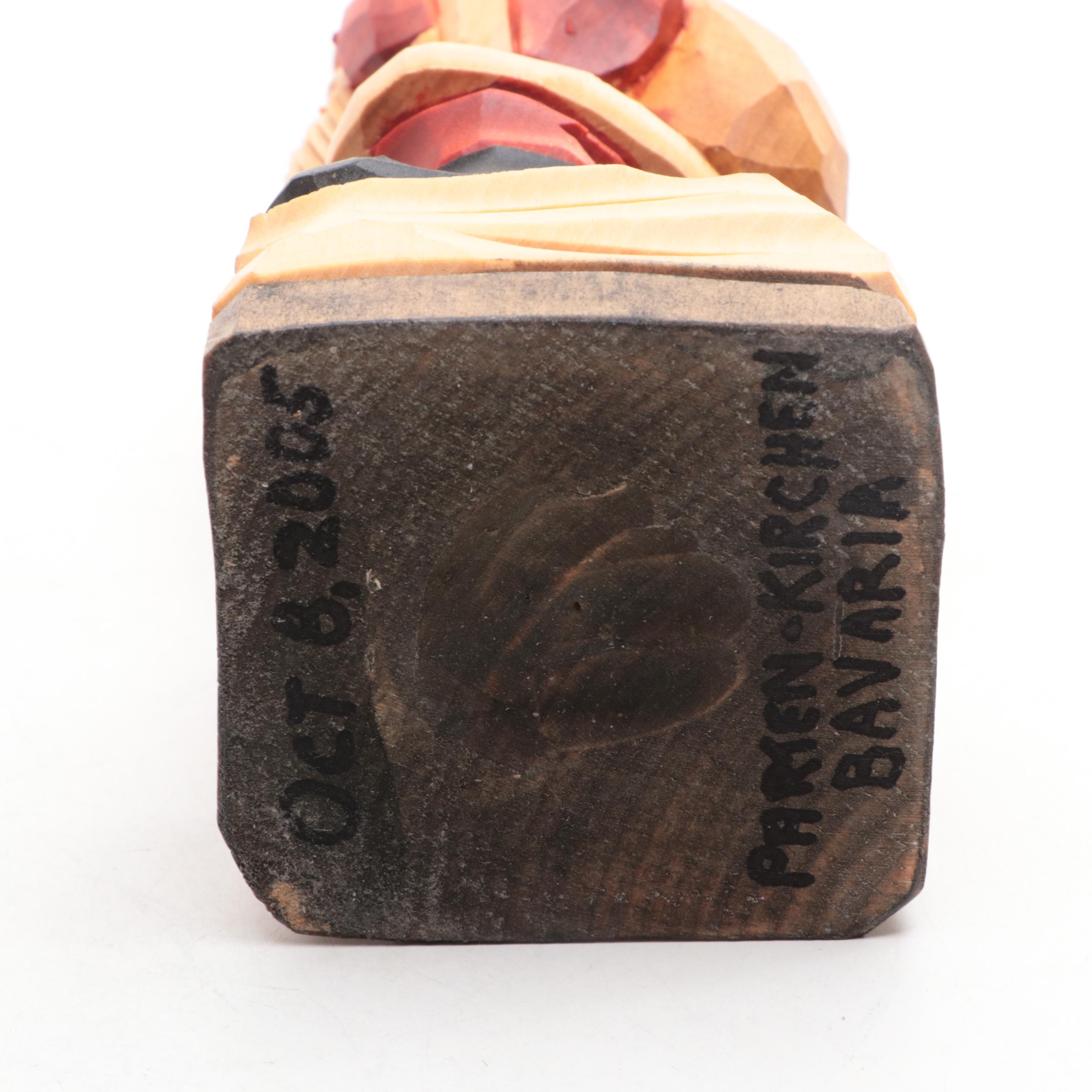 Resin and Wood Folk Art Santas and Sleigh with Reindeer