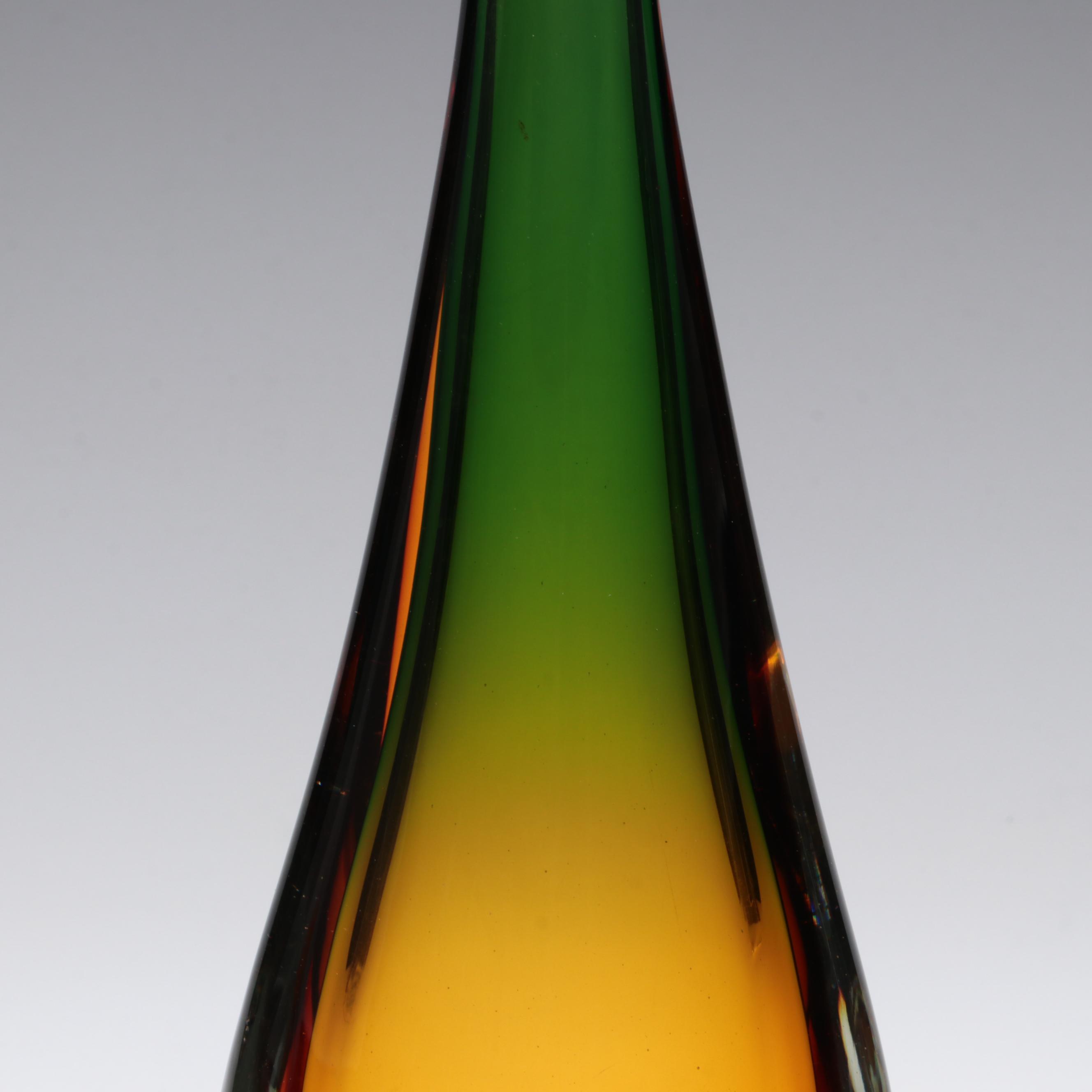 Ground Rim Blown Sommerso Glass Teardrop Vase