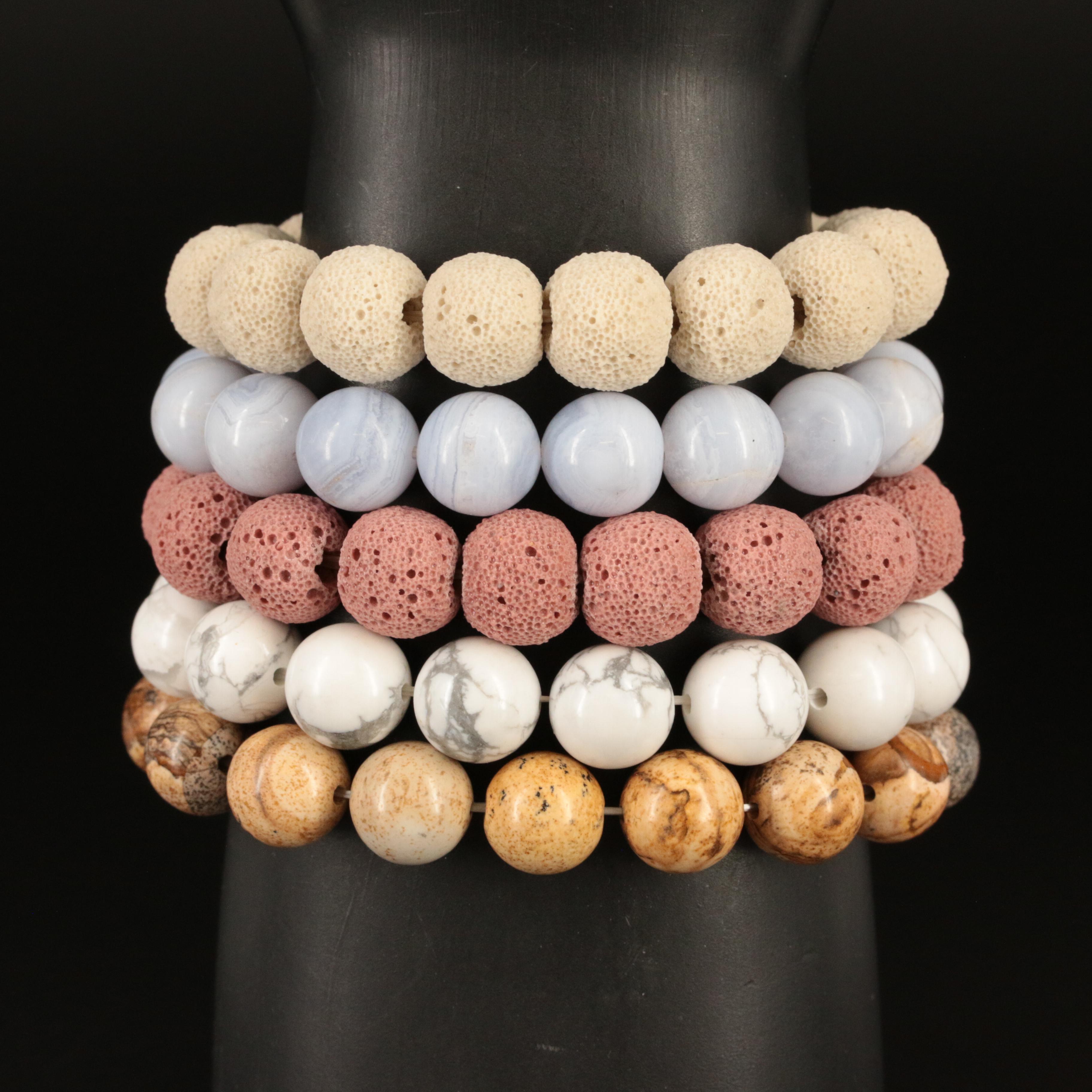Coral, Magnesite and Jasper Bracelets