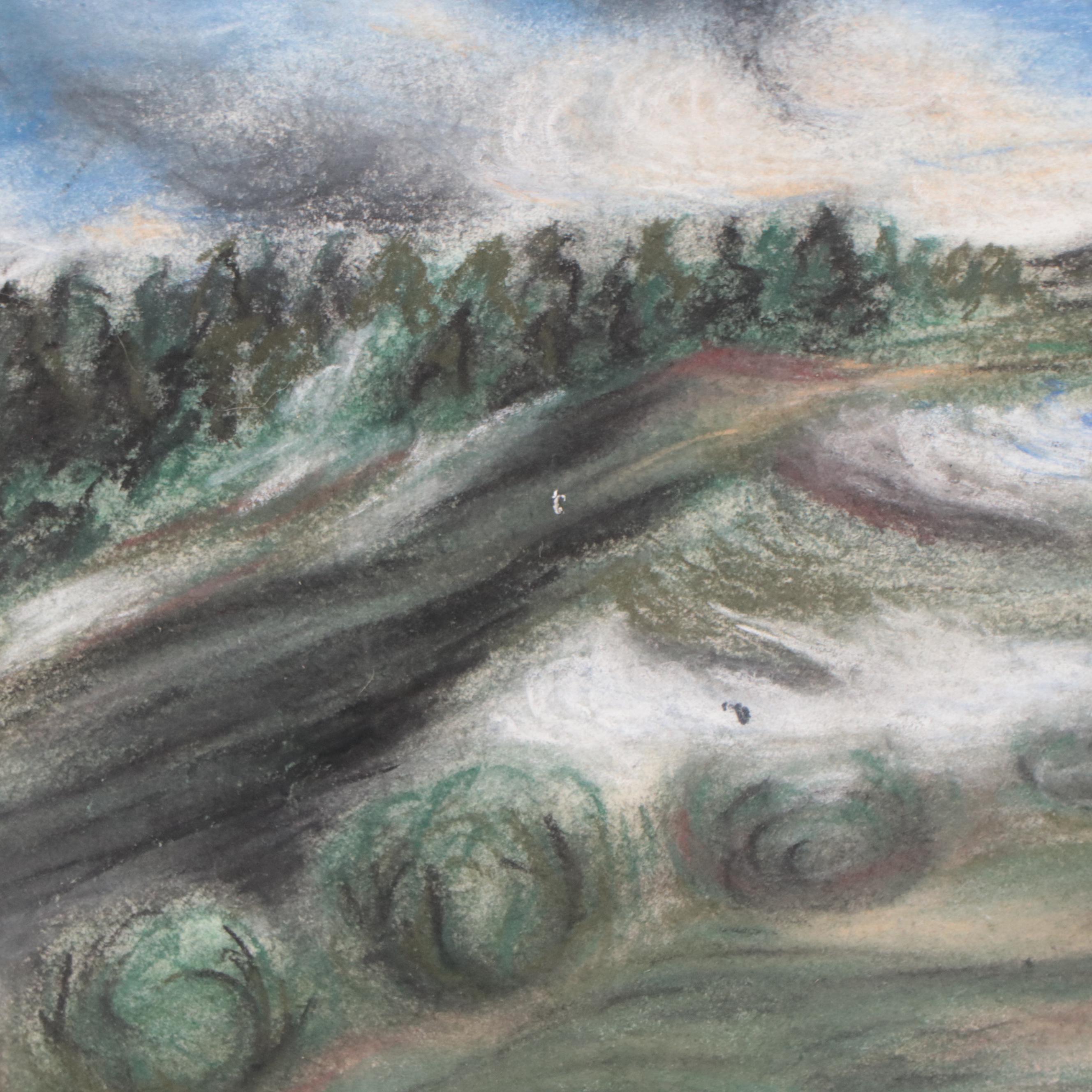 Abstract Pastel Drawing of Landscape