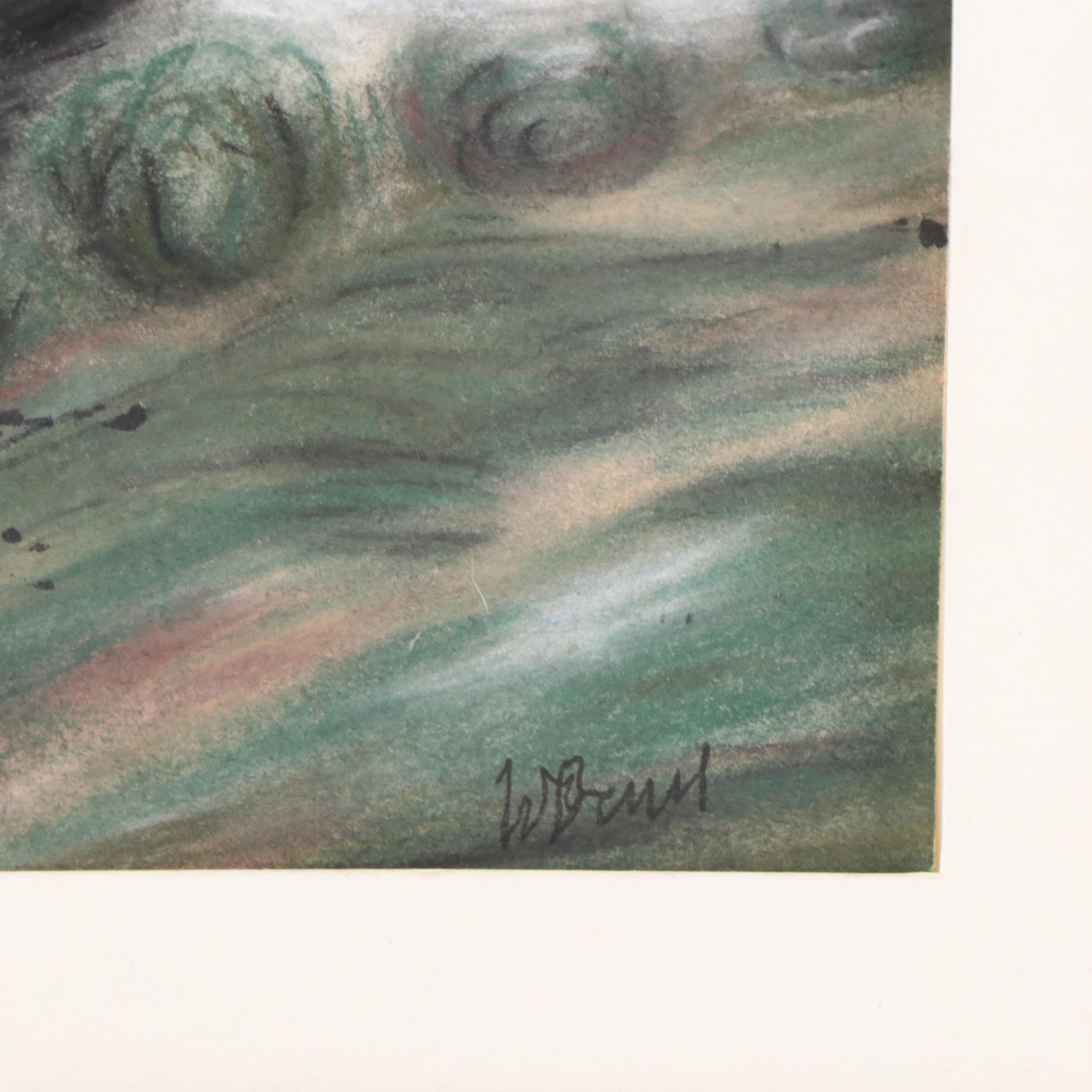 Abstract Pastel Drawing of Landscape