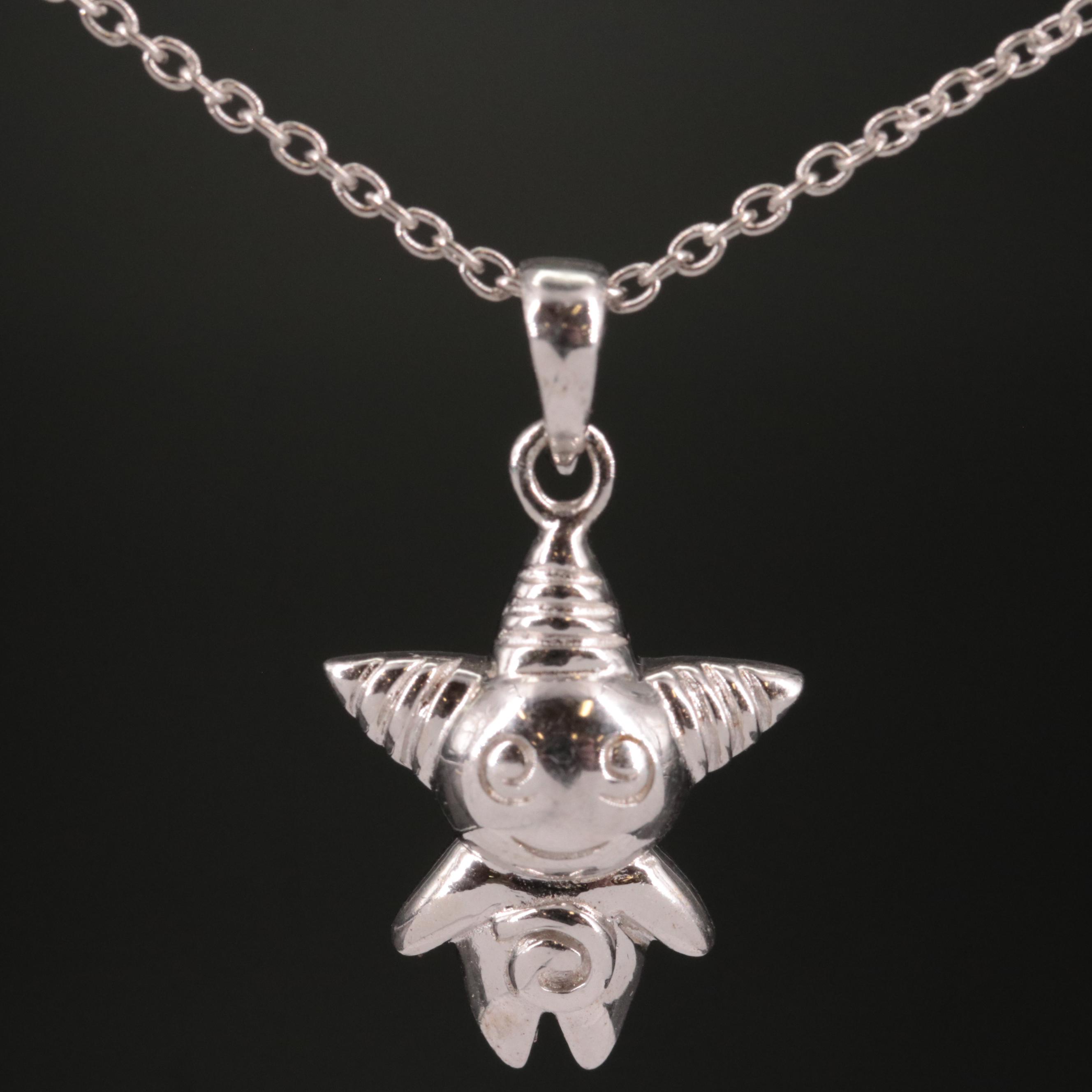 Sterling Clown Pendant Necklace