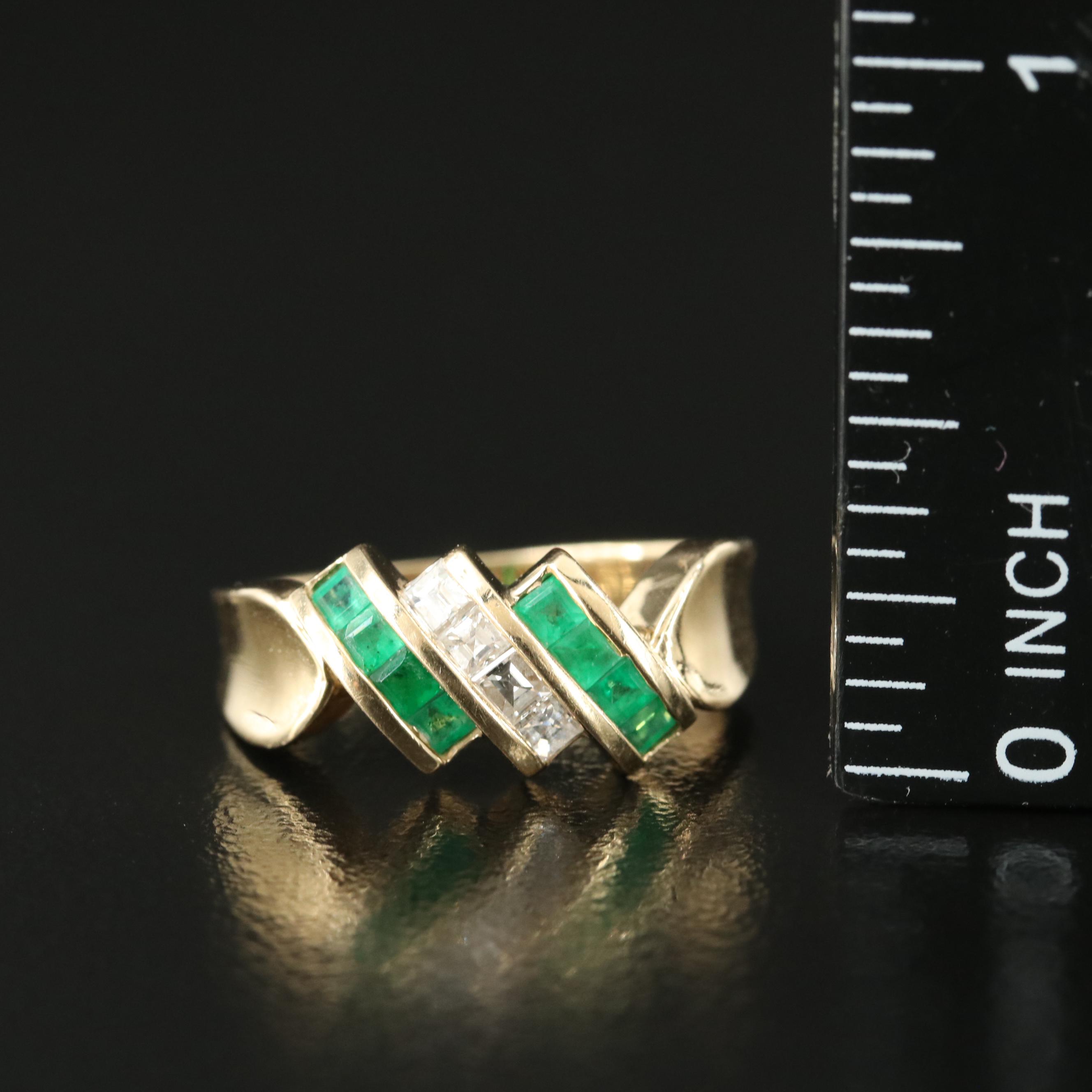14K Diamond and Emerald Ring