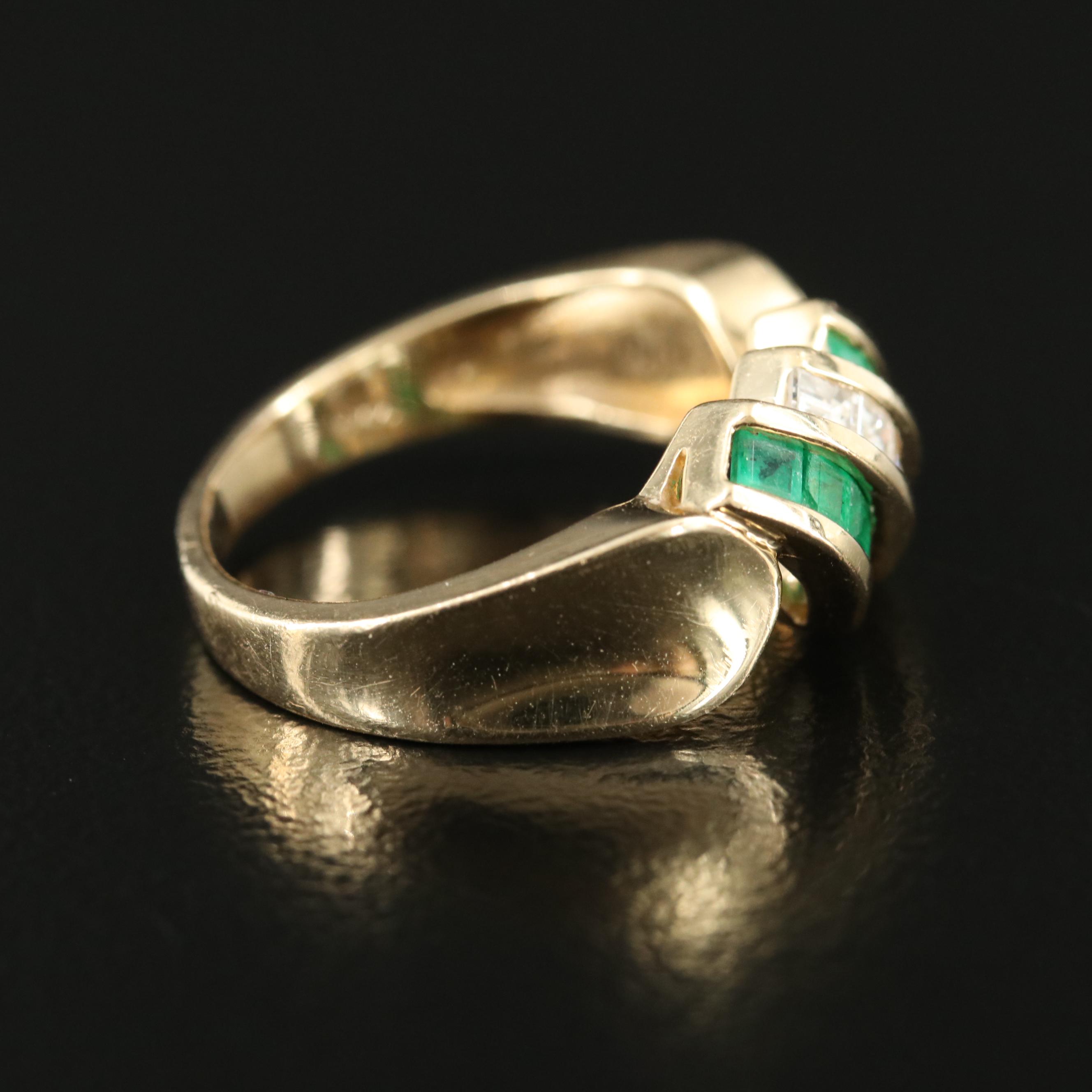 14K Diamond and Emerald Ring