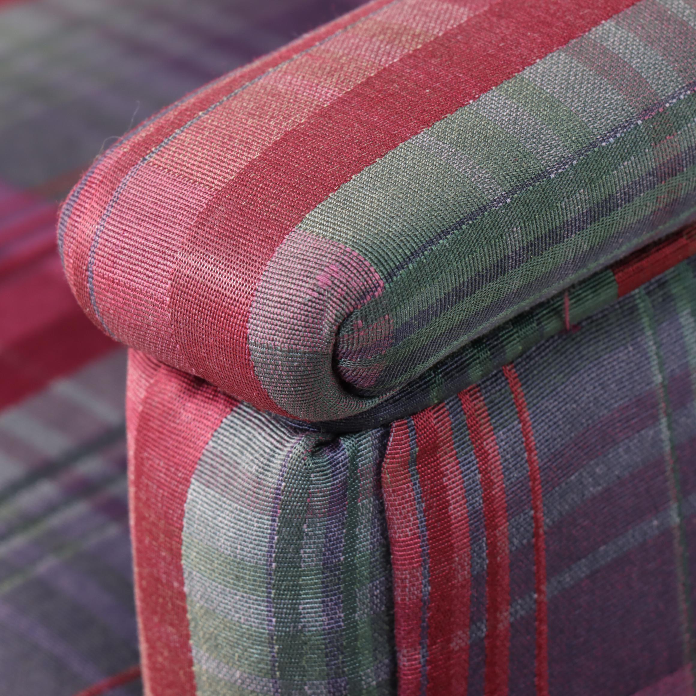 Pair of Custom-Upholstered Plaid Swivel-Rockers, Late 20th Century