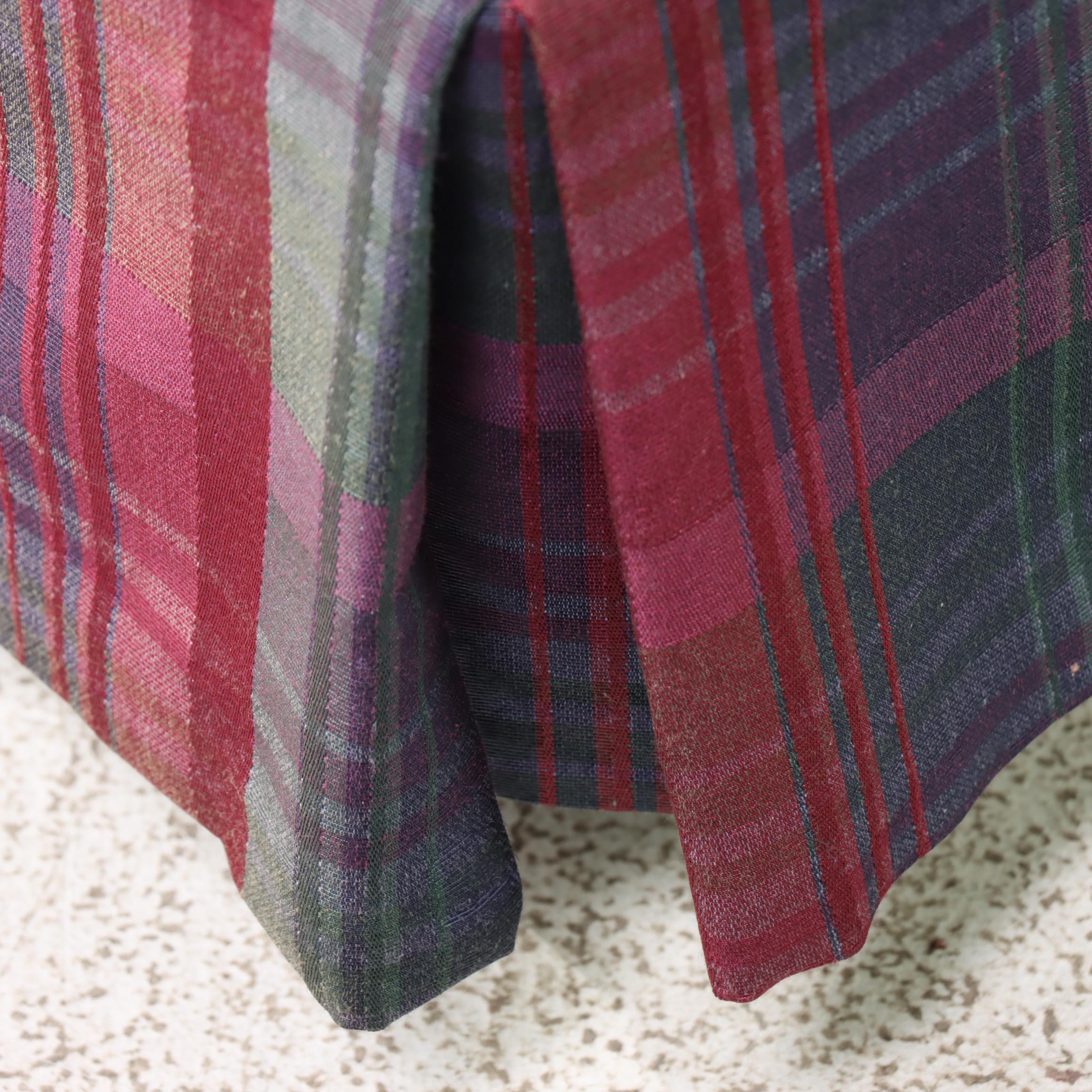 Pair of Custom-Upholstered Plaid Swivel-Rockers, Late 20th Century