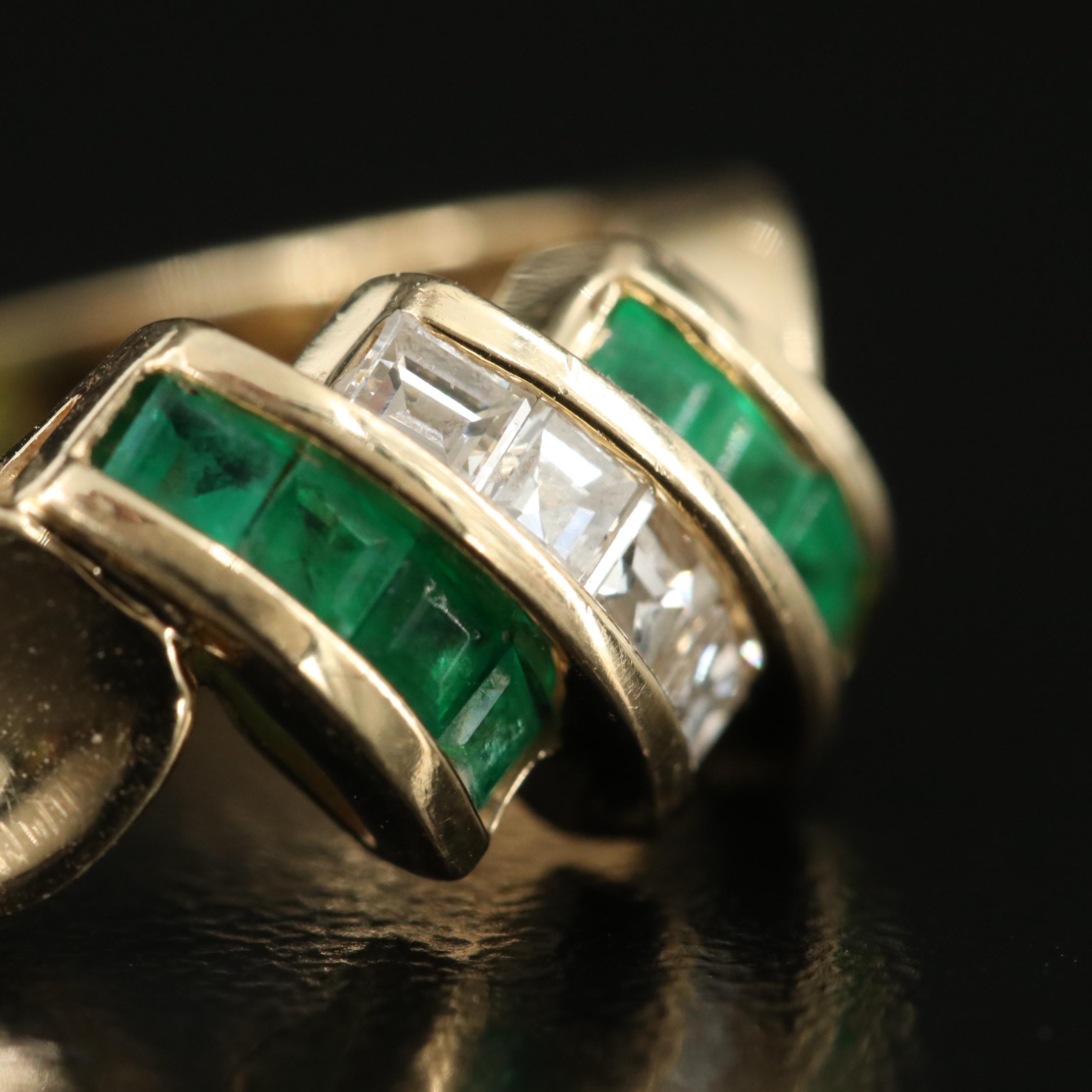 14K Diamond and Emerald Ring