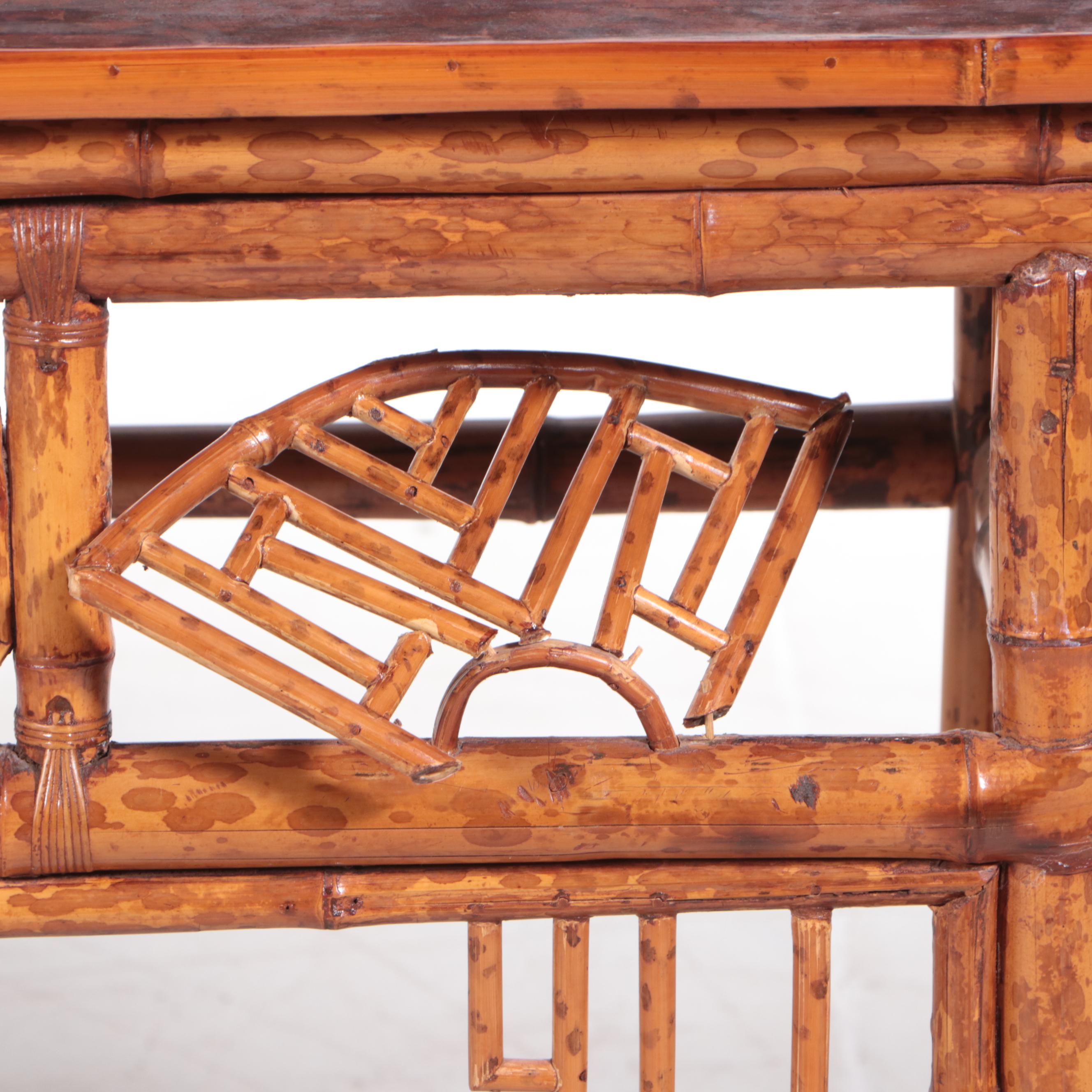 Large Chinese Bamboo and Hardwood Console Table