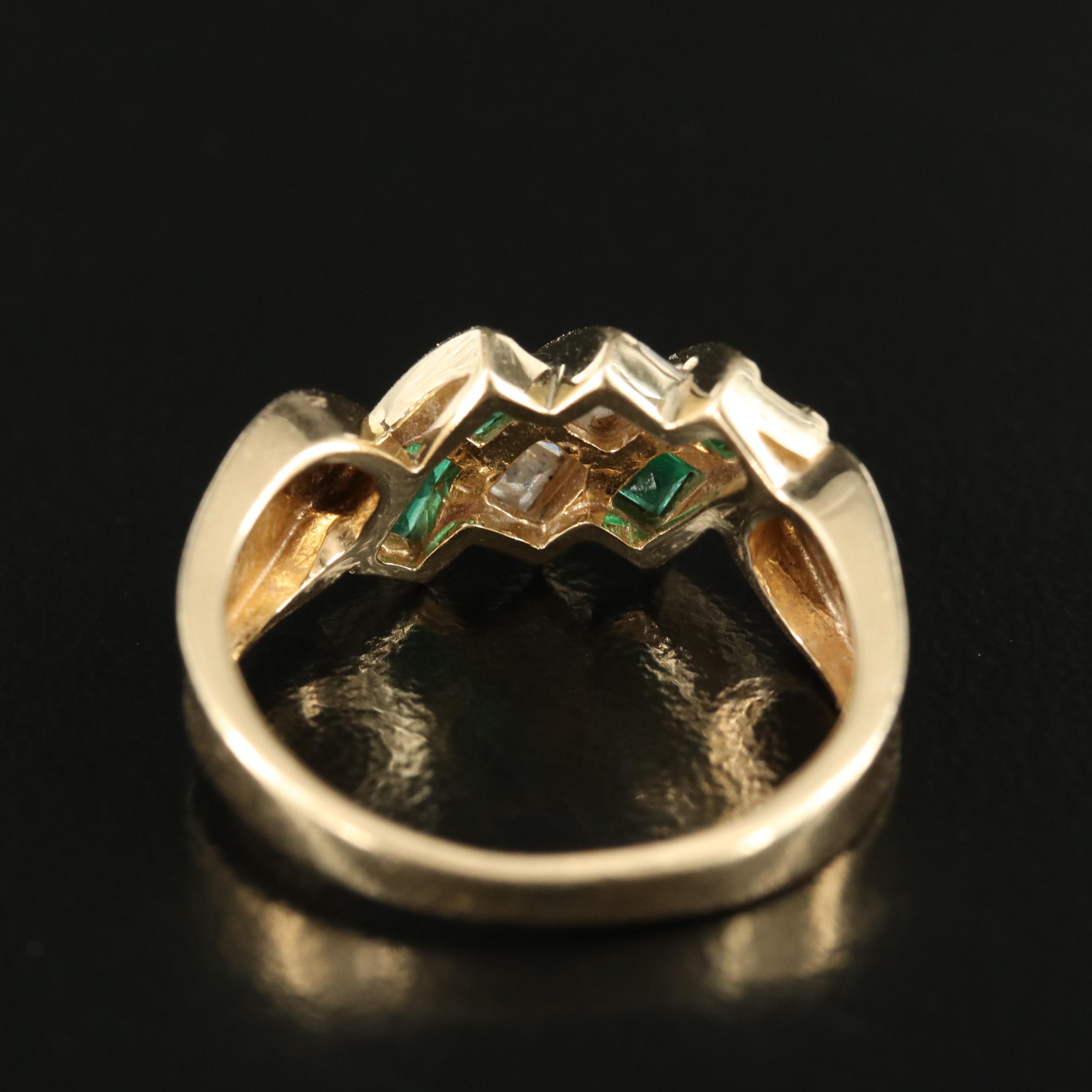 14K Diamond and Emerald Ring
