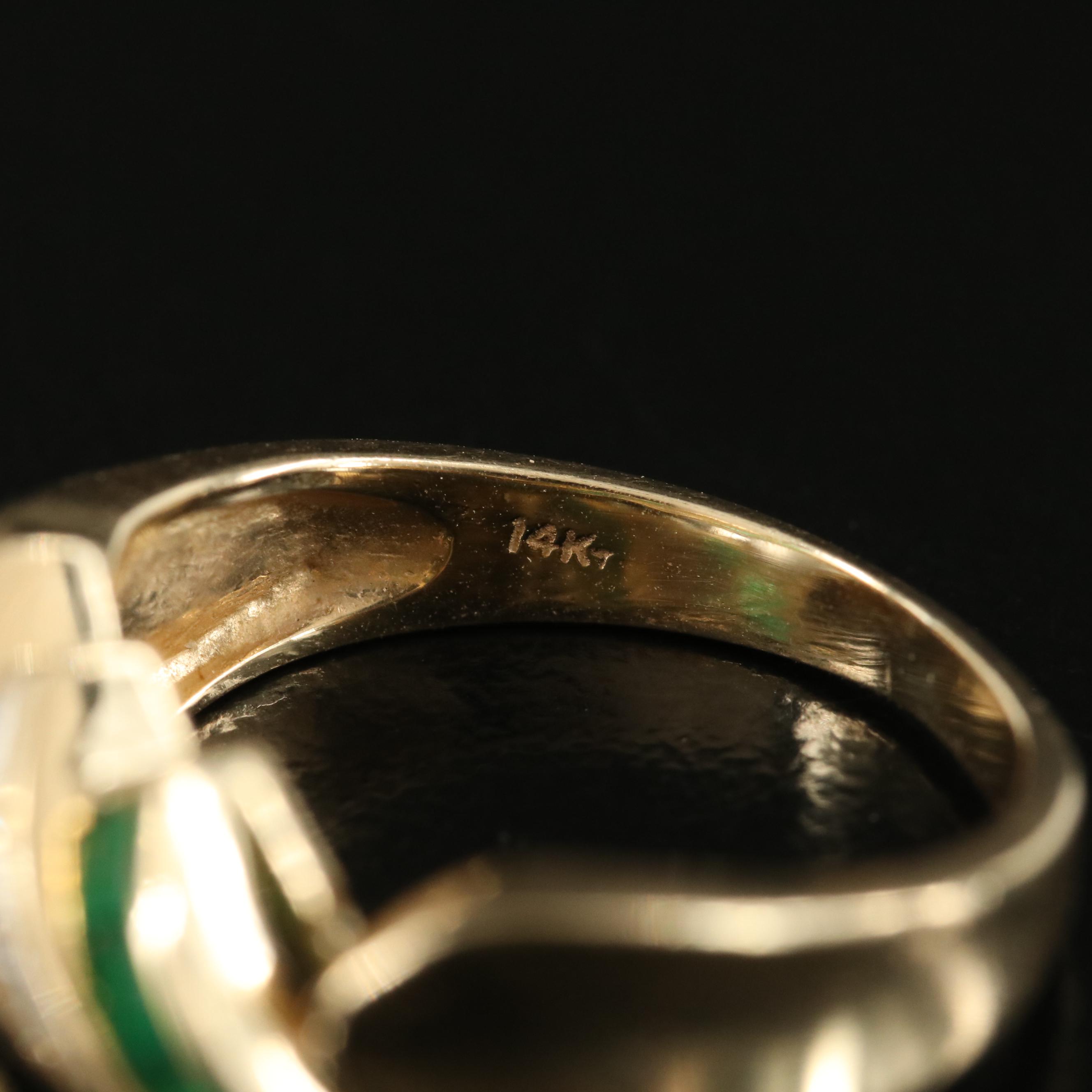 14K Diamond and Emerald Ring