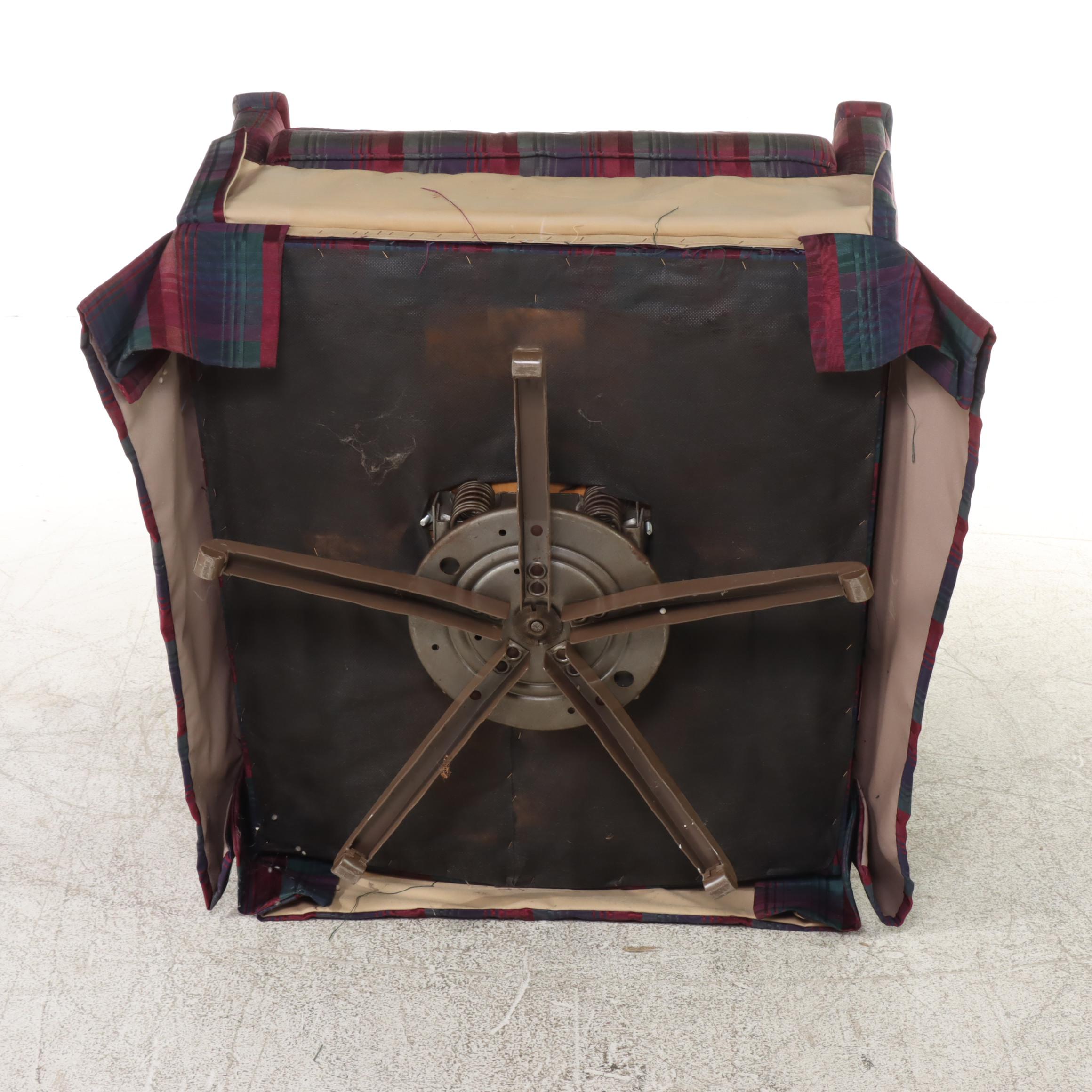 Pair of Custom-Upholstered Plaid Swivel-Rockers, Late 20th Century