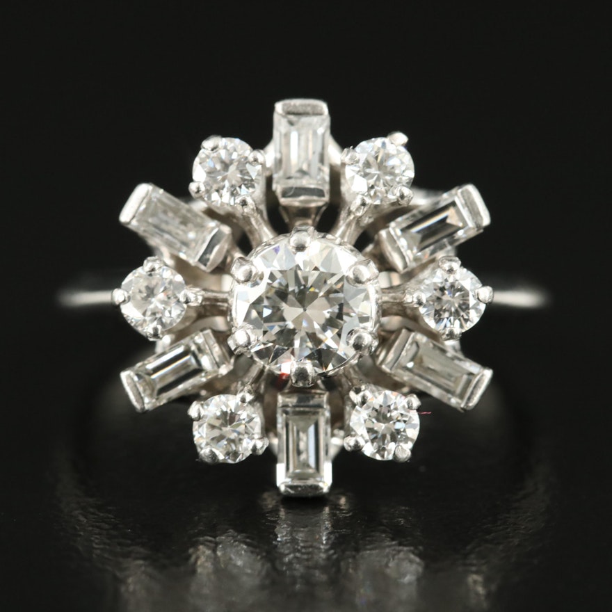 1950s Platinum 1.28 CTW Diamond Ring