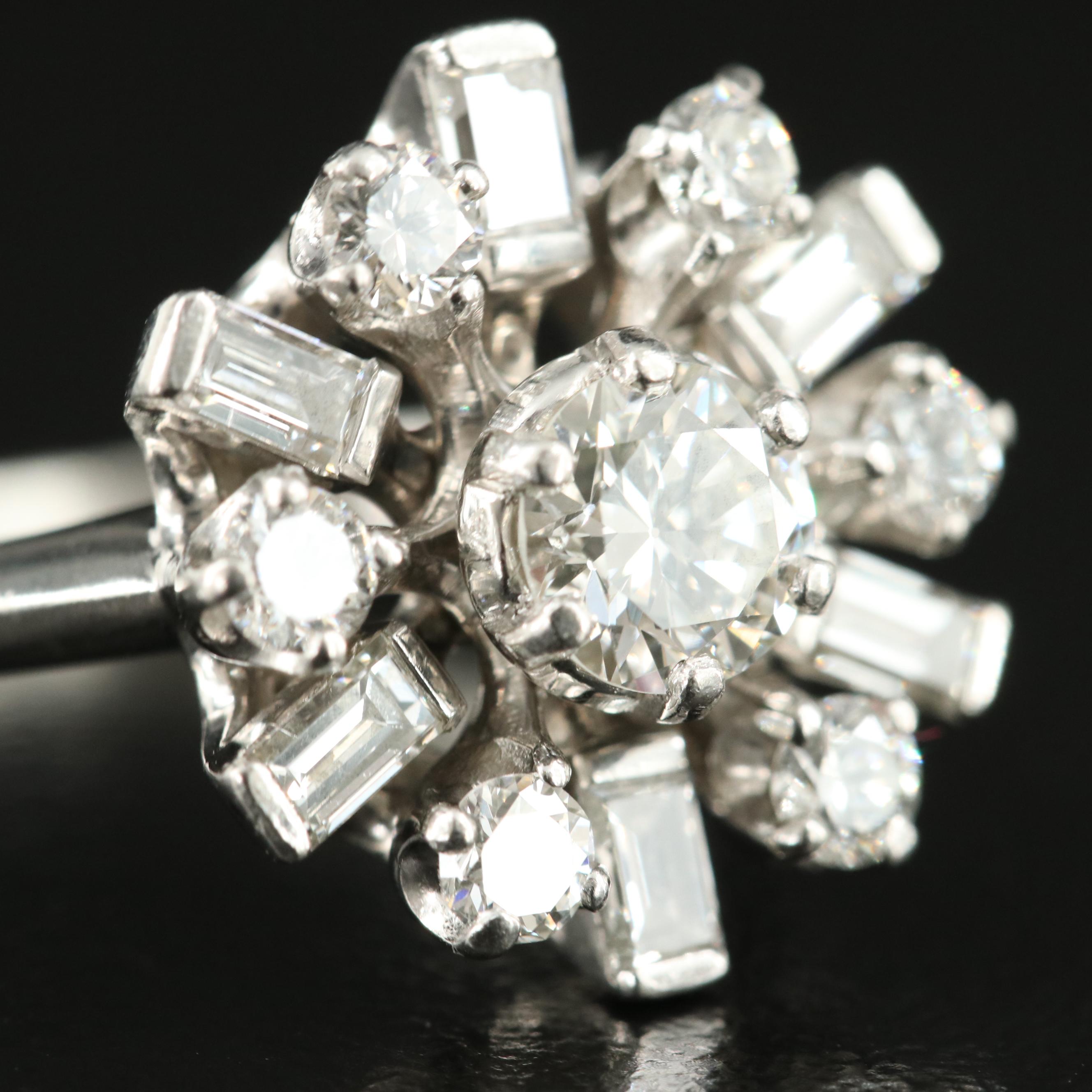 1950s Platinum 1.28 CTW Diamond Ring