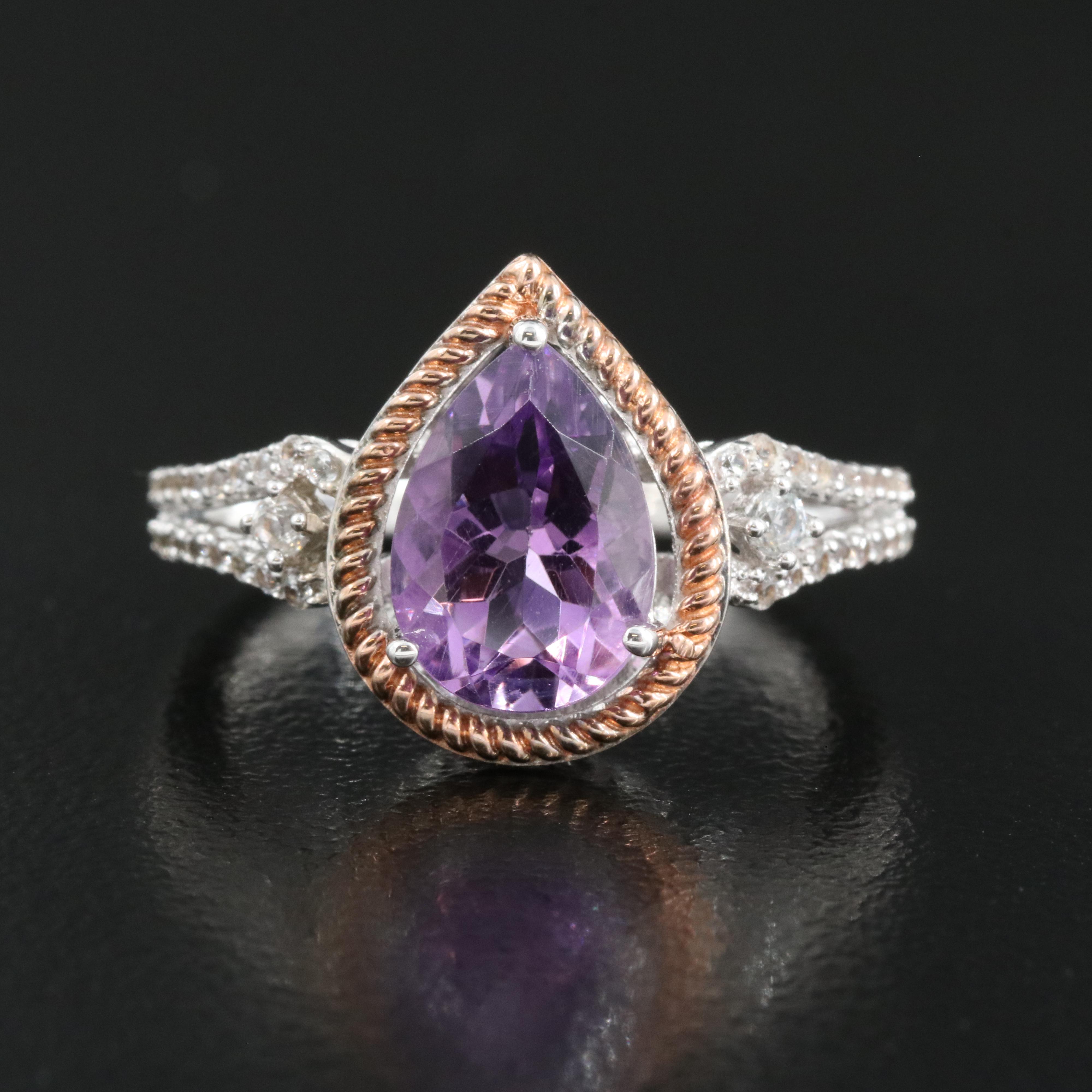 Sterling Amethyst and Sapphire Ring
