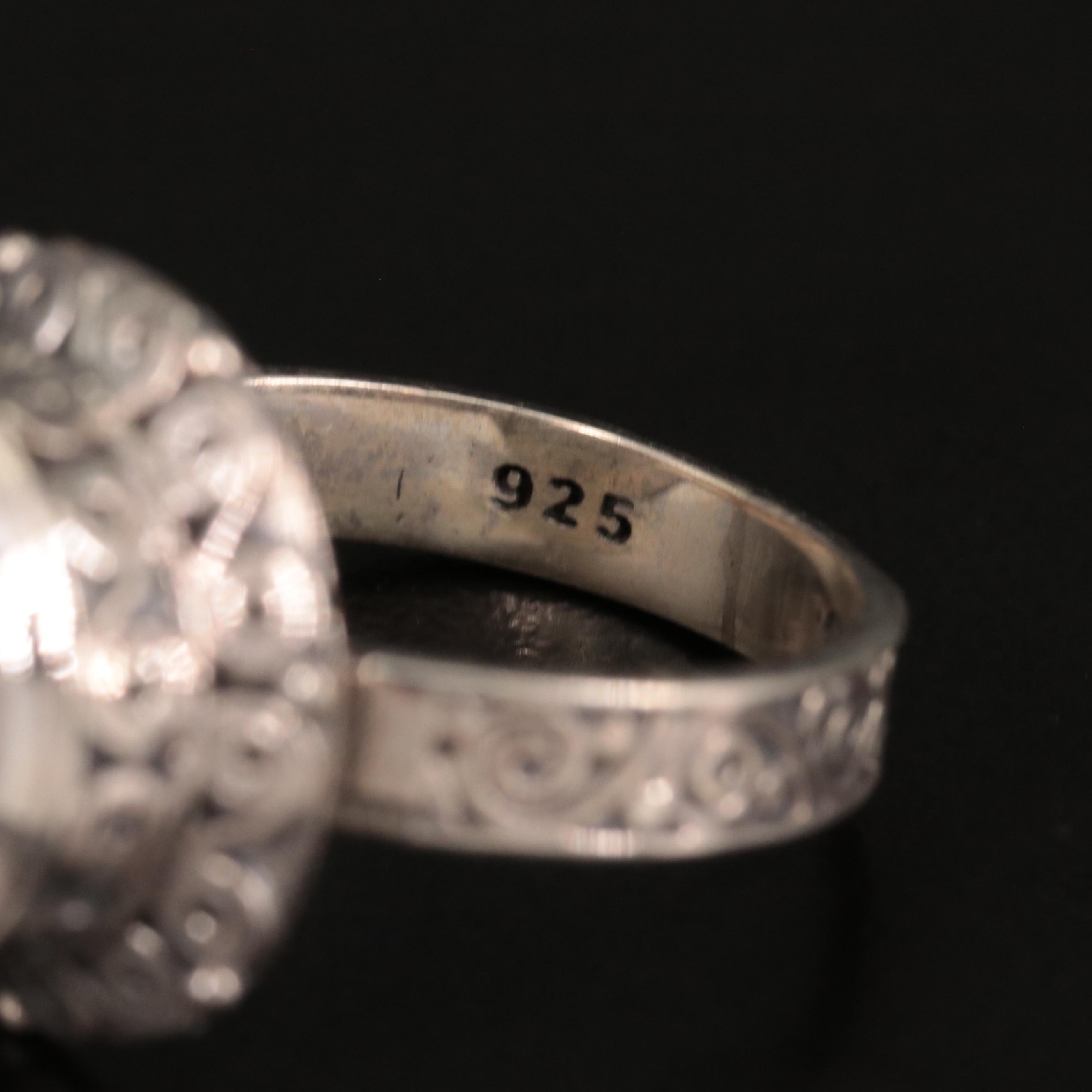 Sterling Cultured Pearl Halo Ring