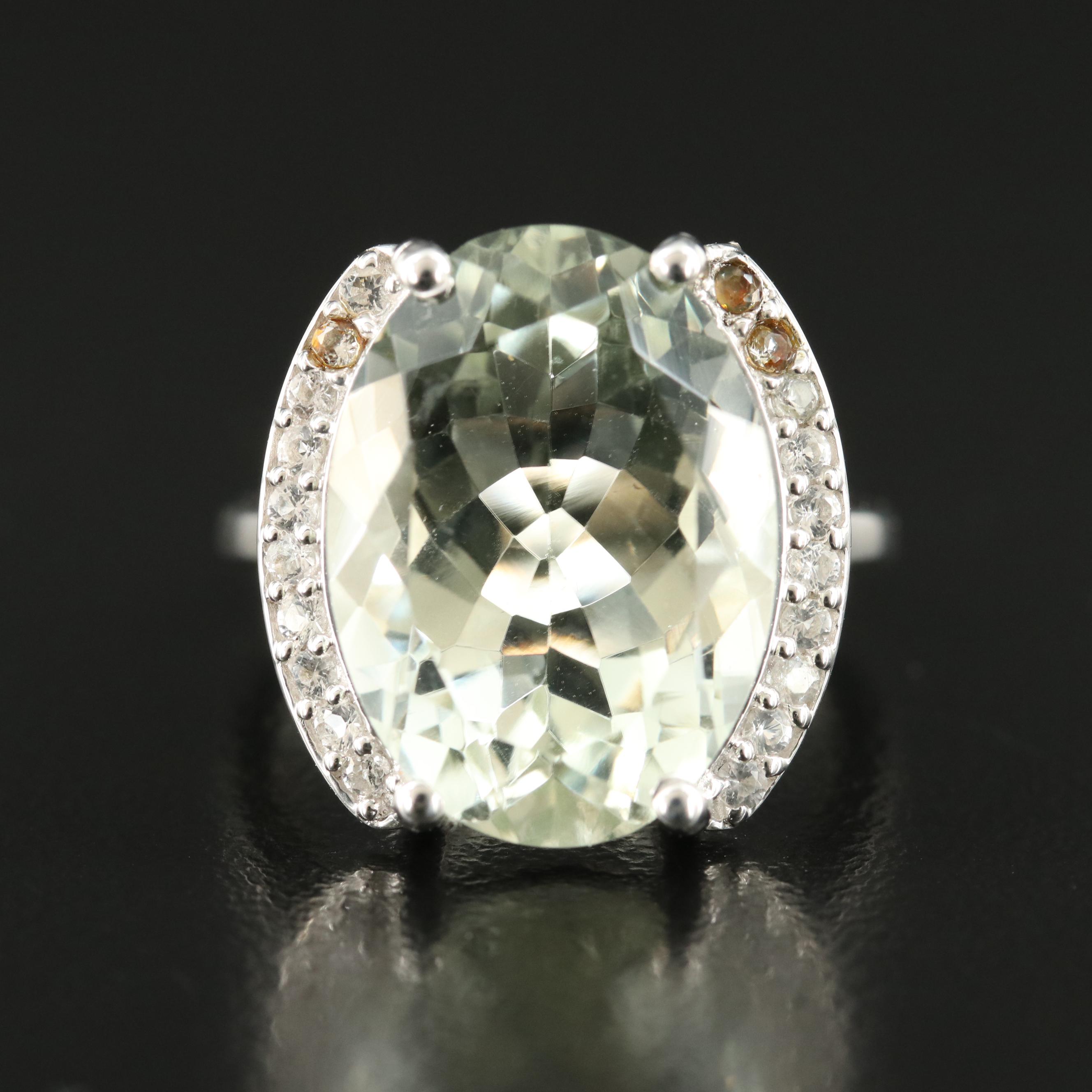 Sterling Prasiolite and Topaz Ring