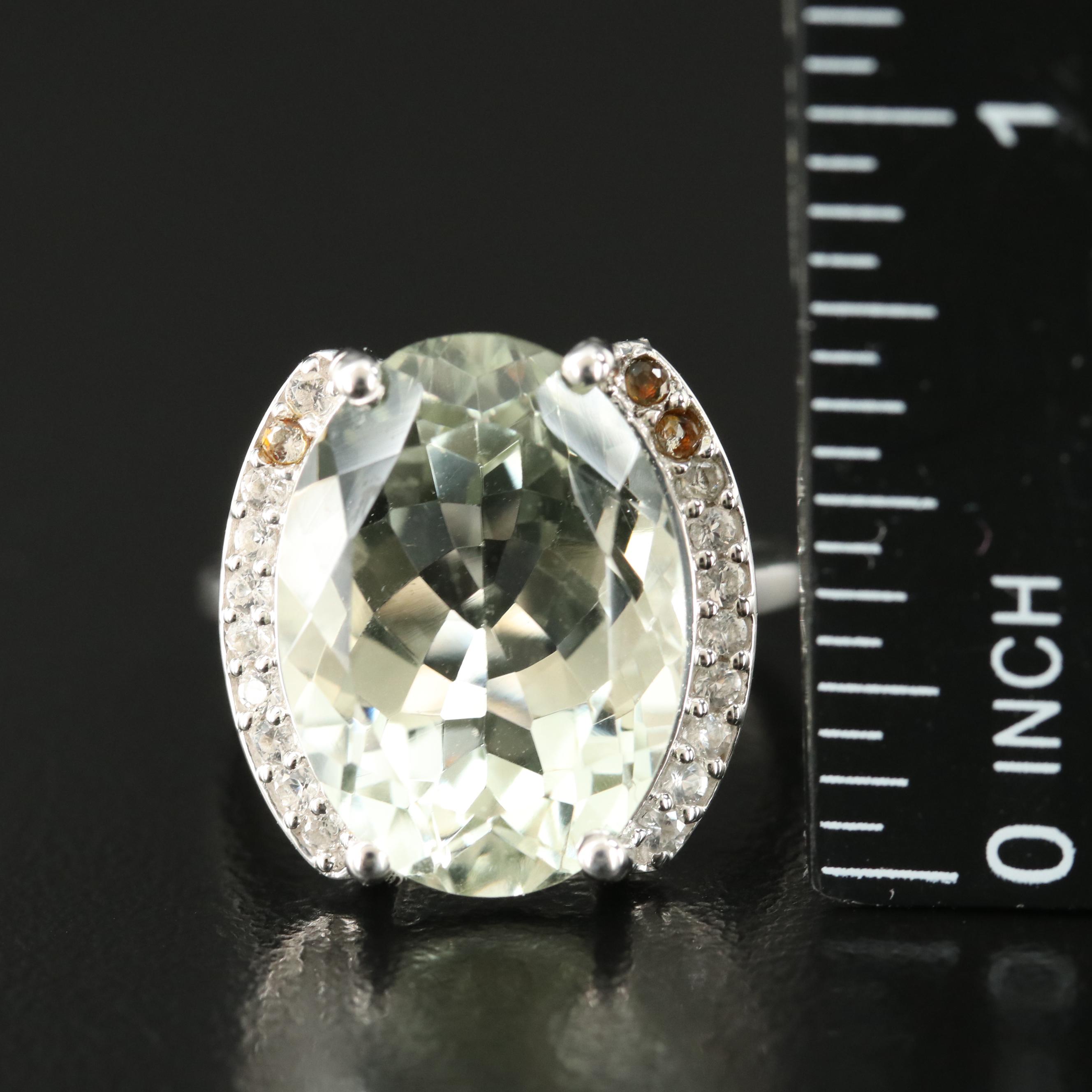 Sterling Prasiolite and Topaz Ring
