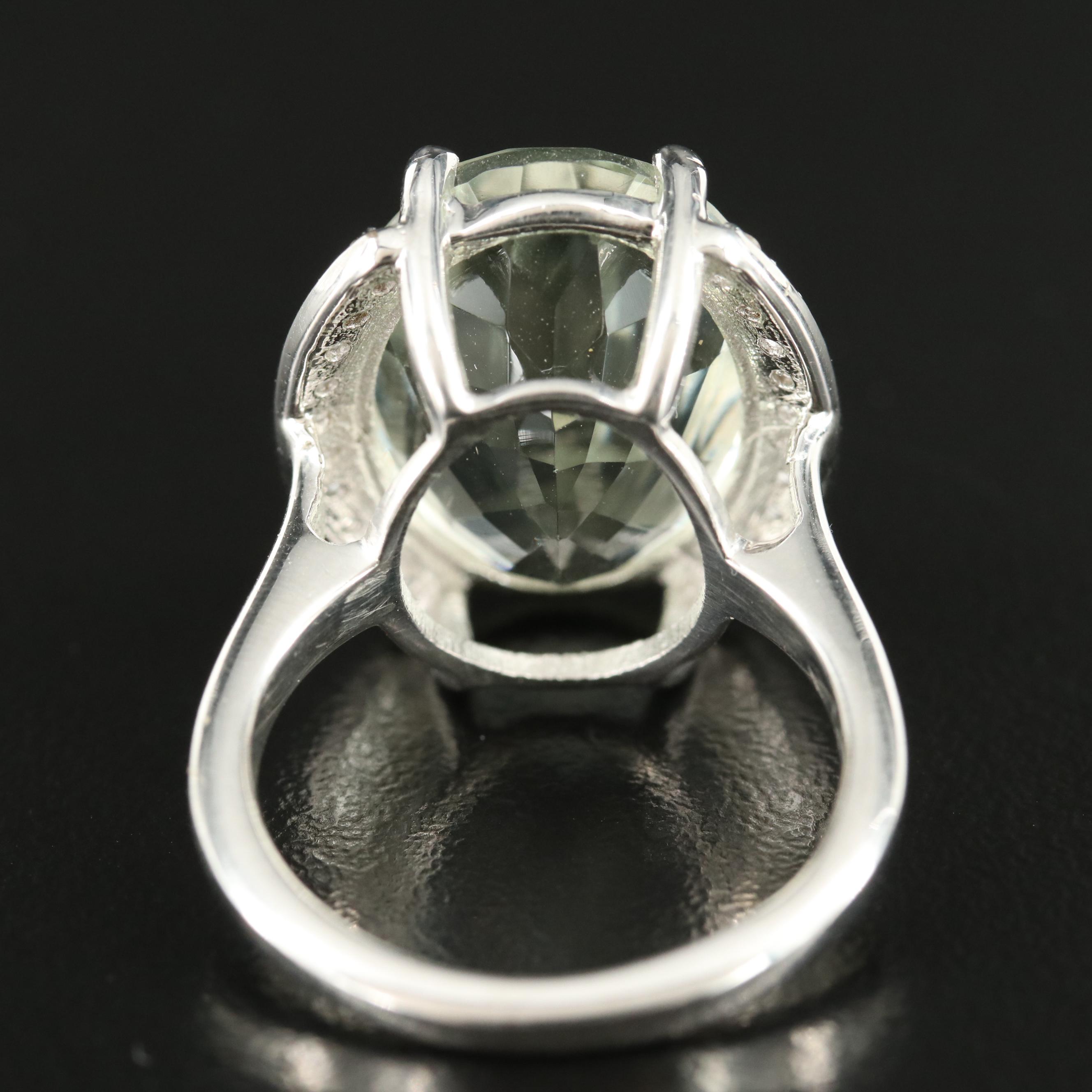 Sterling Prasiolite and Topaz Ring