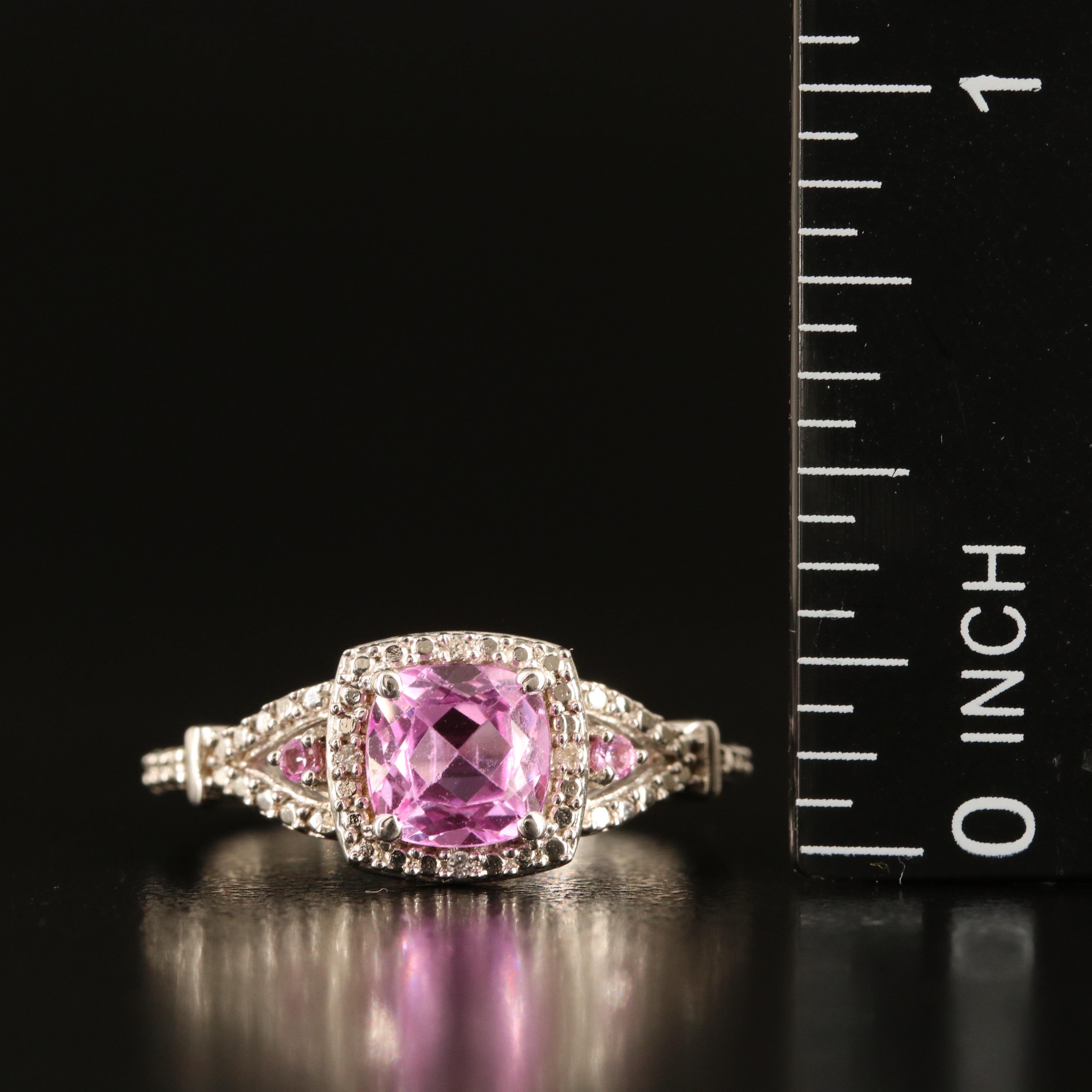 Sterling Pink and White Sapphire Ring