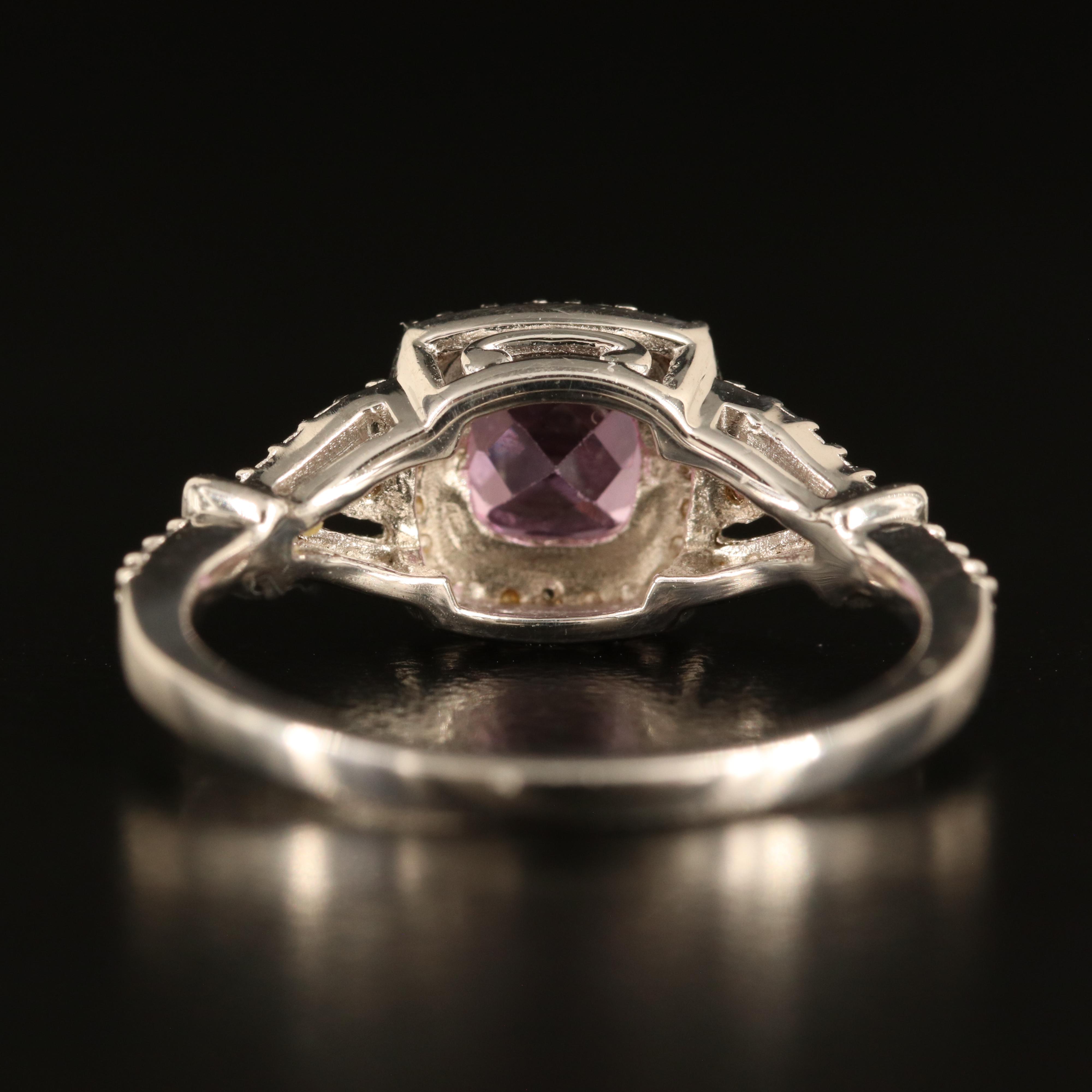 Sterling Pink and White Sapphire Ring