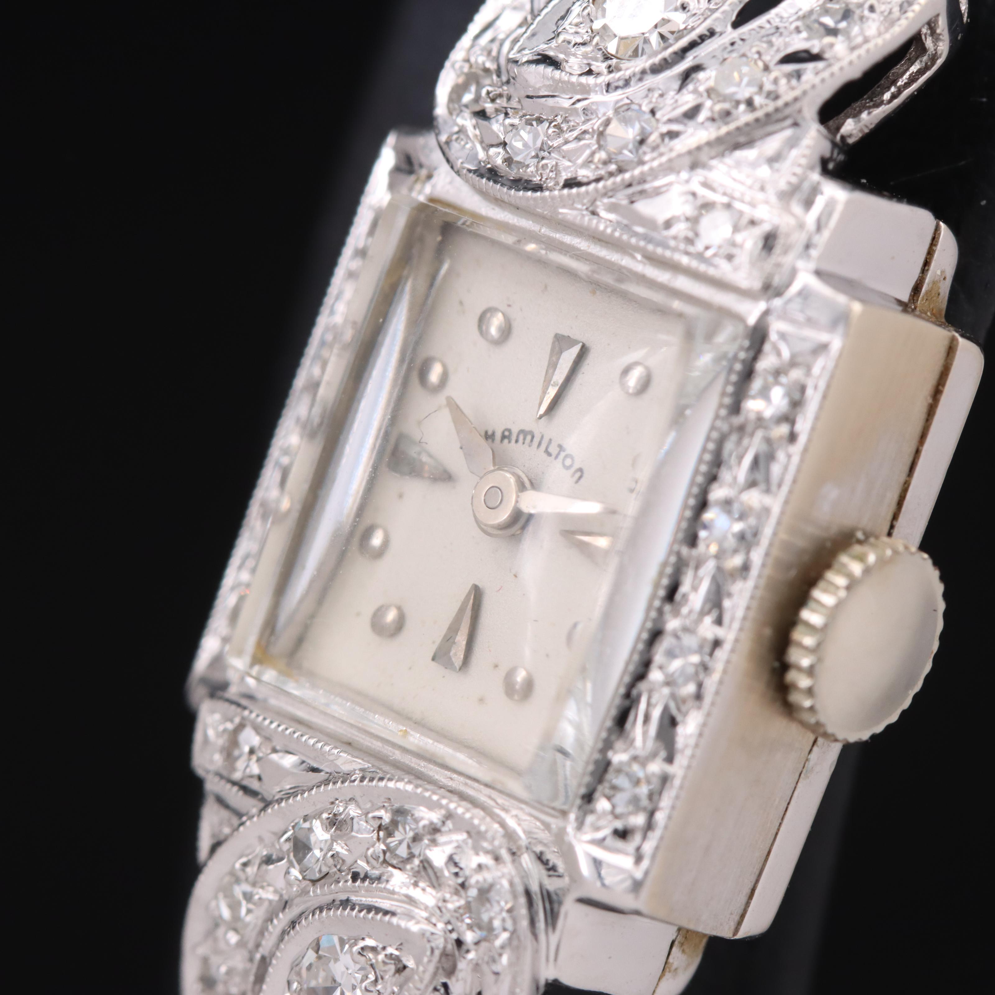 Vintage 14K Hamilton Diamond Watch