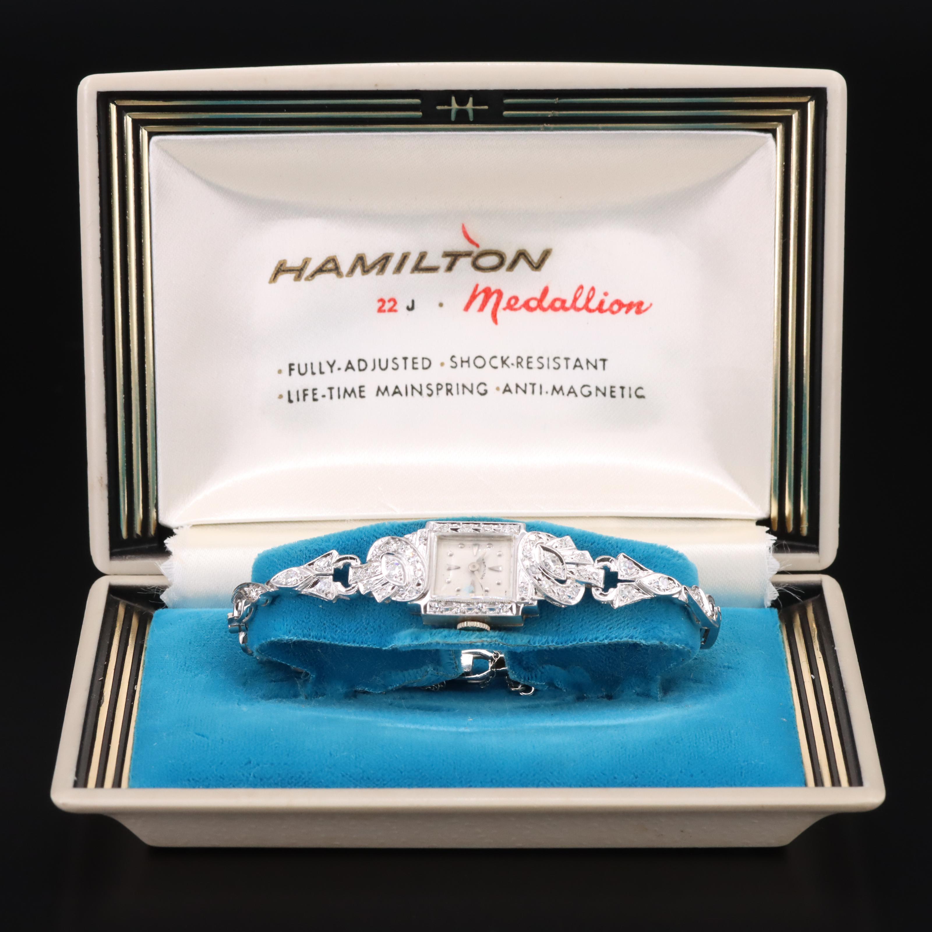 Vintage 14K Hamilton Diamond Watch