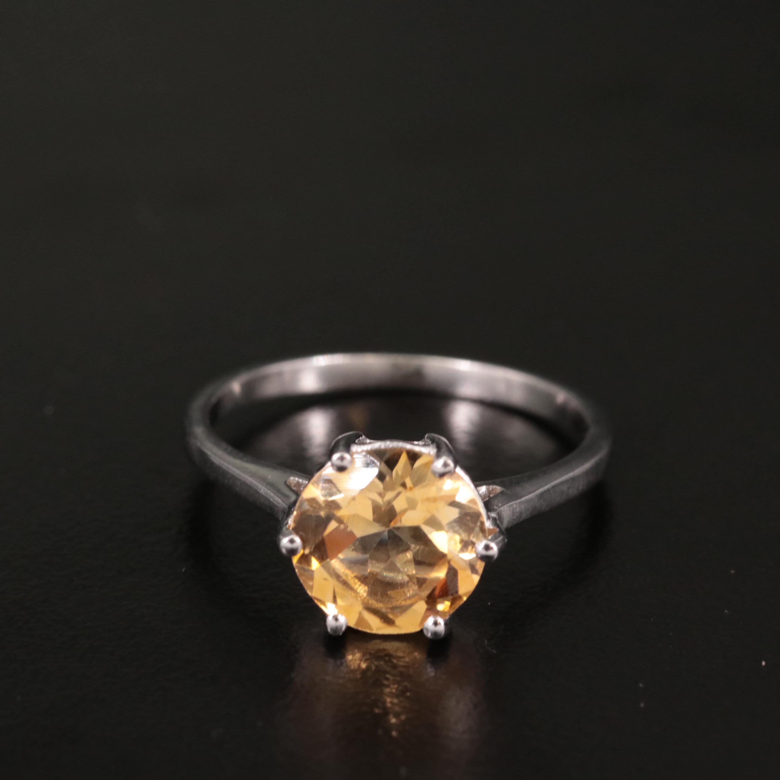 Sterling Round Citrine Ring
