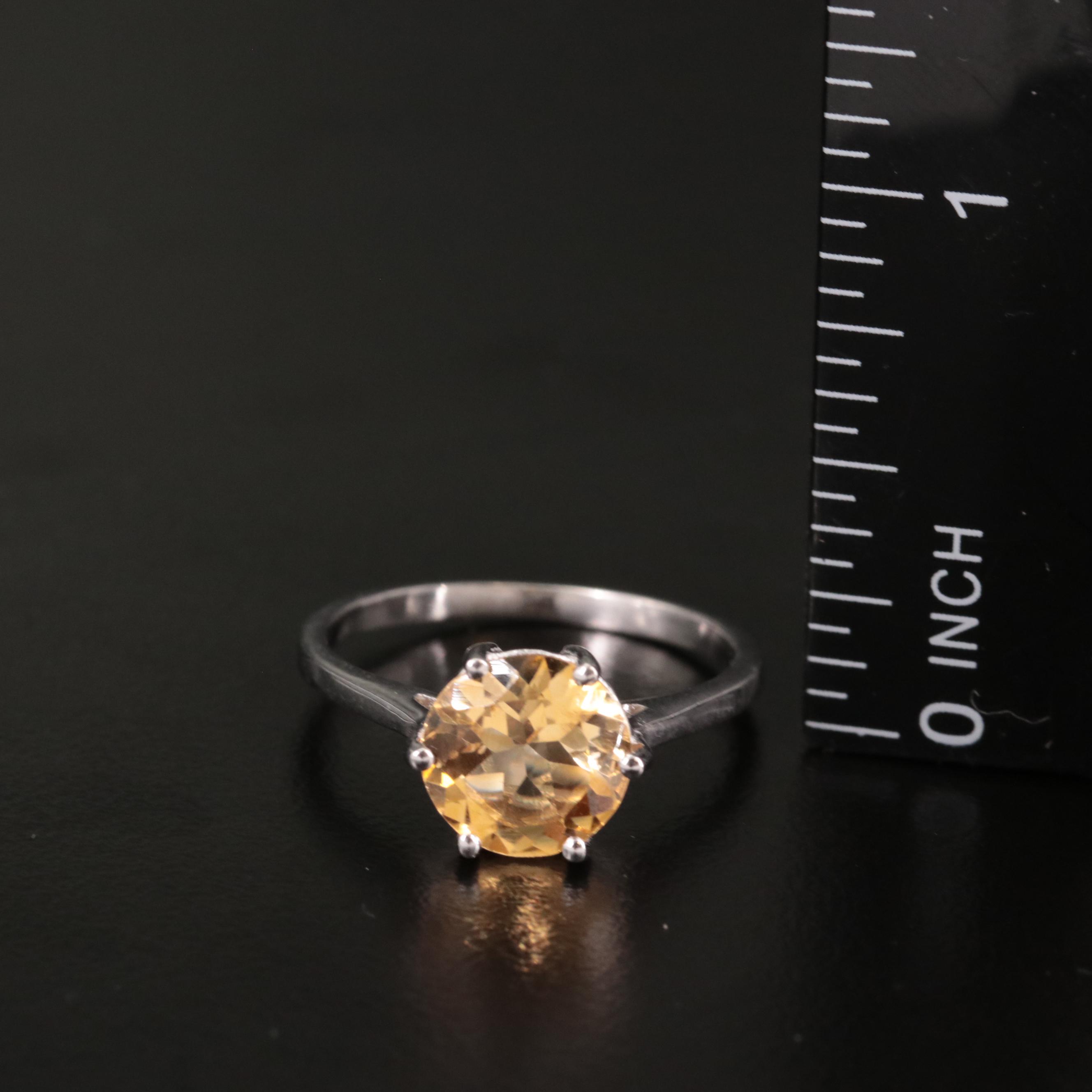 Sterling Round Citrine Ring