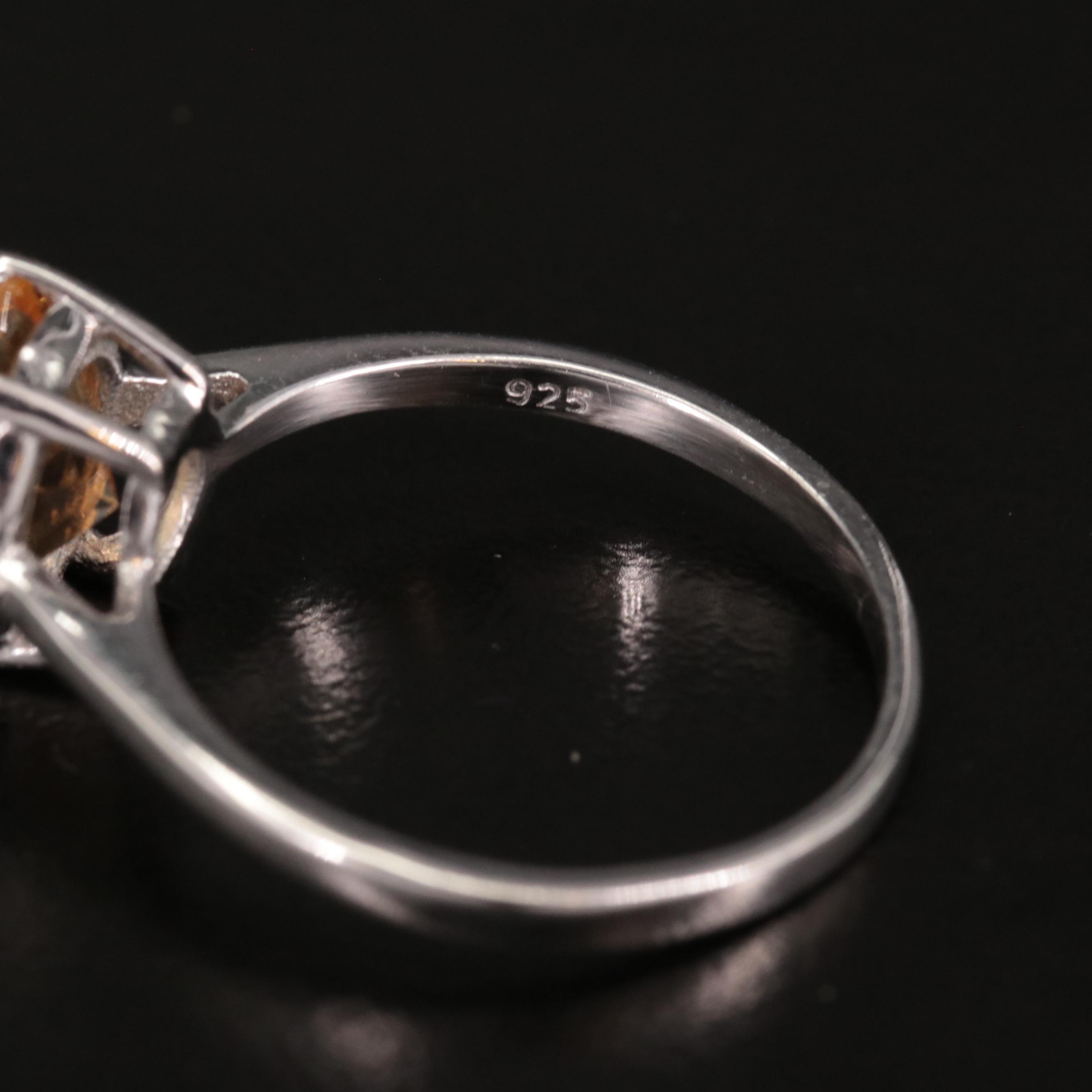Sterling Round Citrine Ring