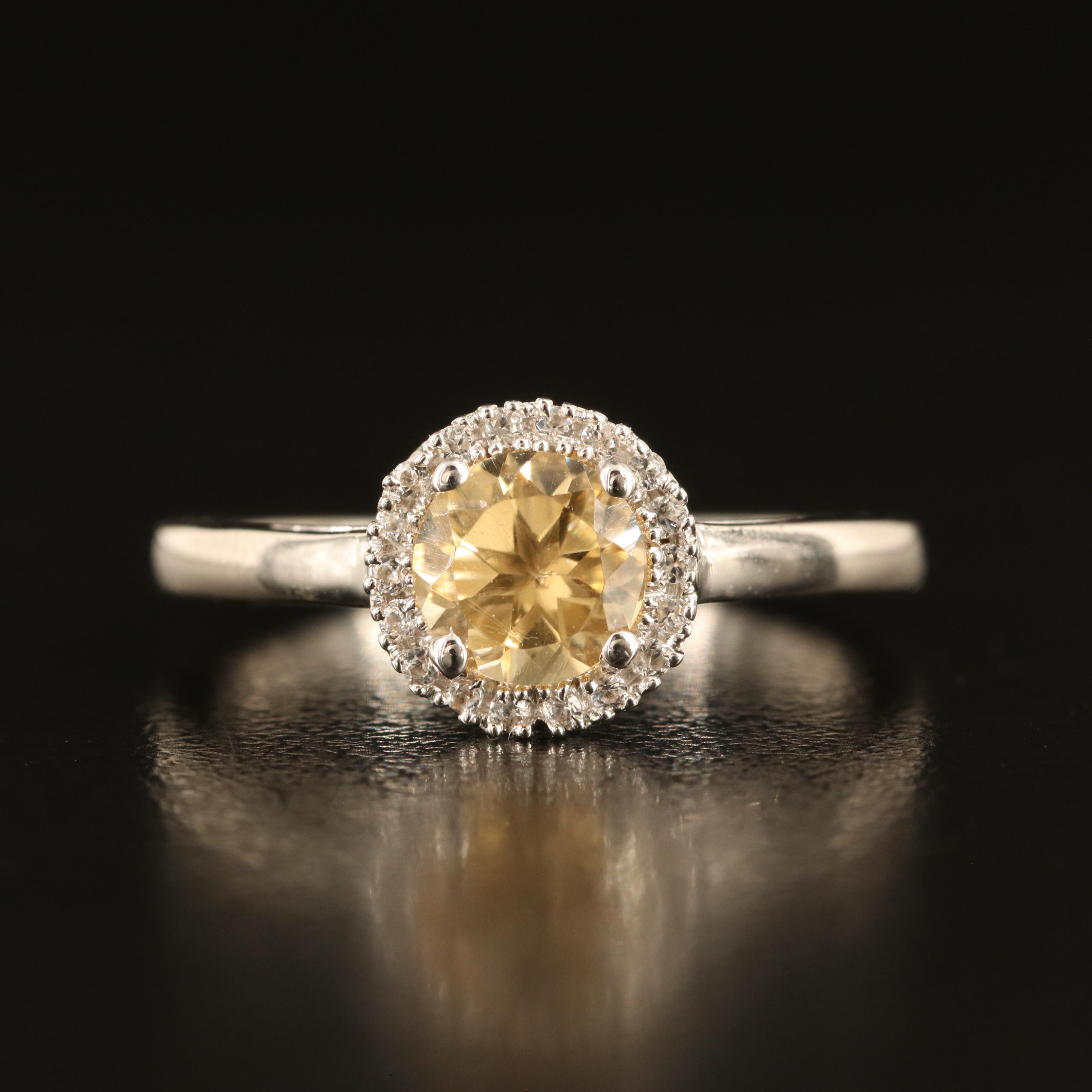 Sterling Citrine and White Sapphire Ring