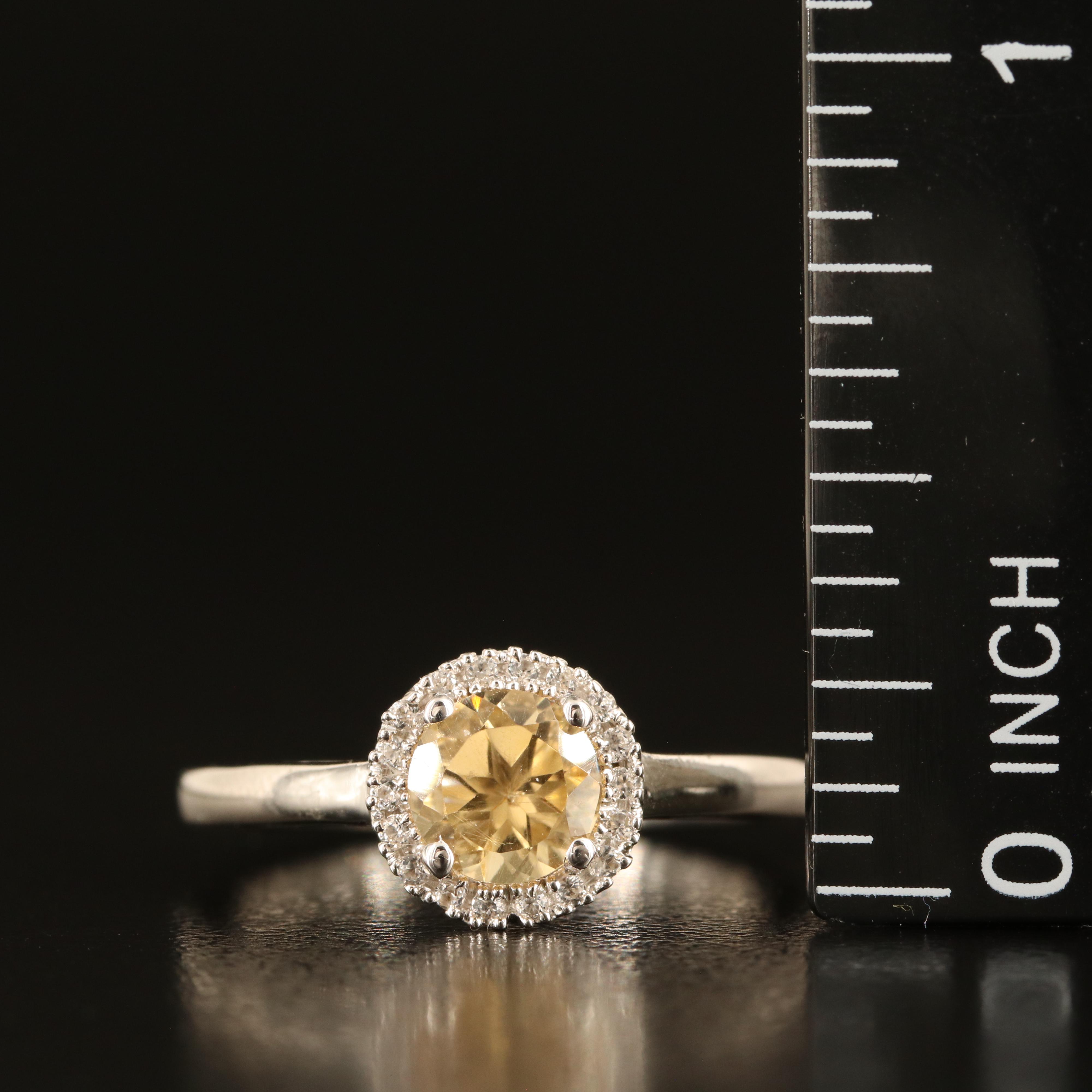 Sterling Citrine and White Sapphire Ring