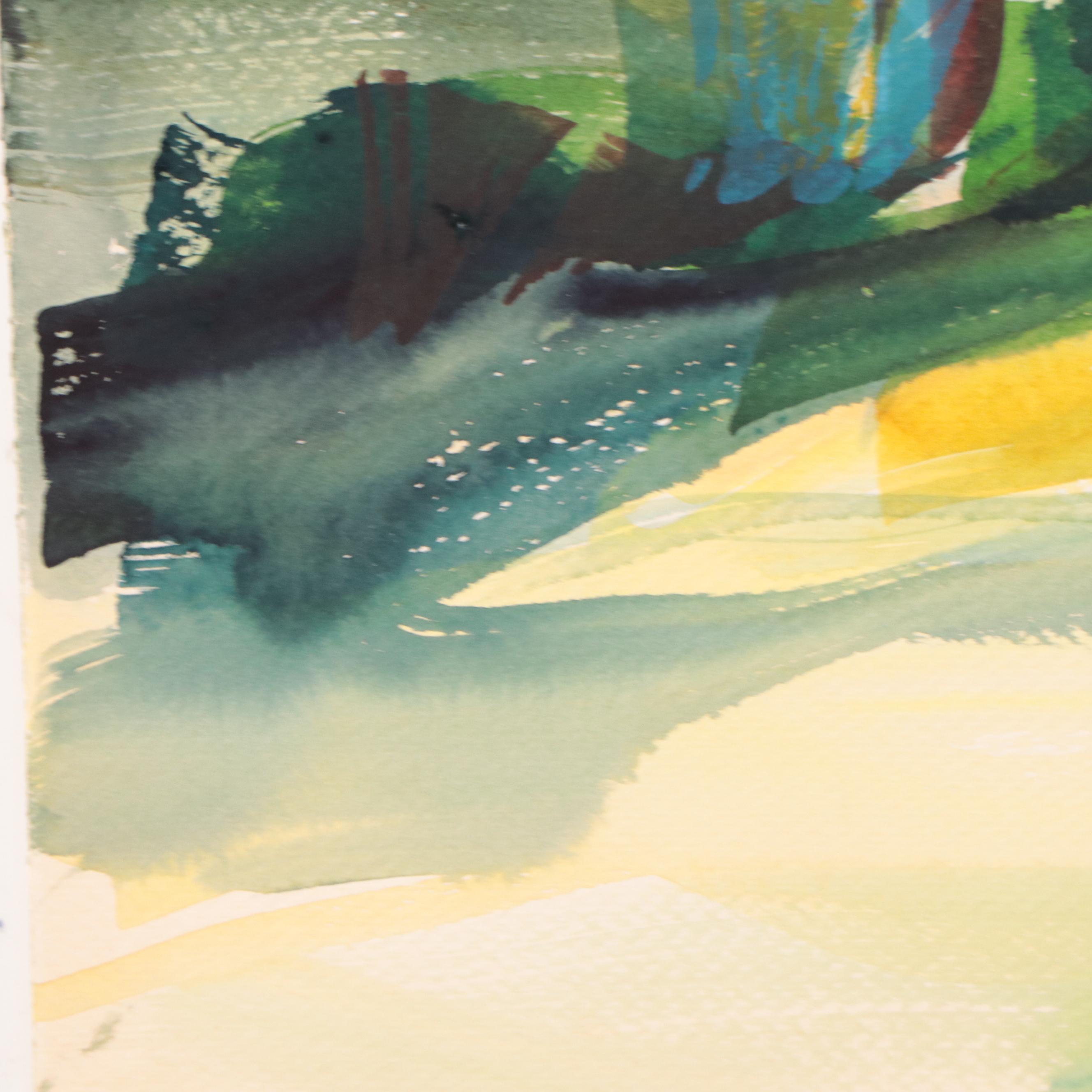 Robert Domin Watercolor Painting of Landscape