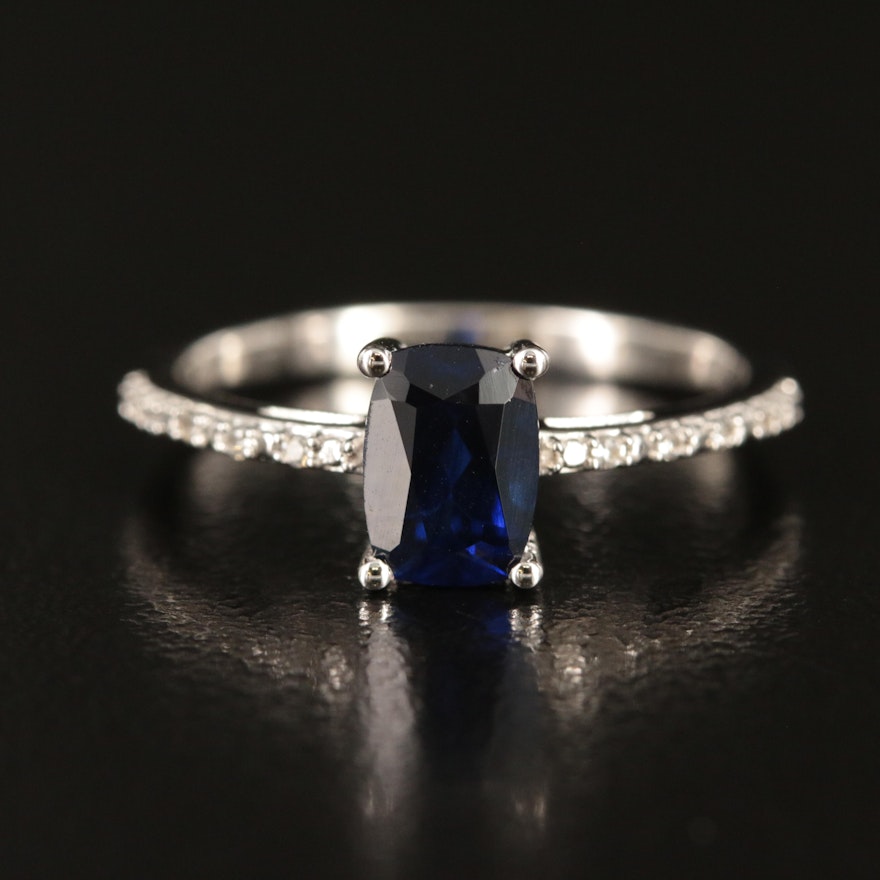 Sterling Sapphire and White Sapphire Ring