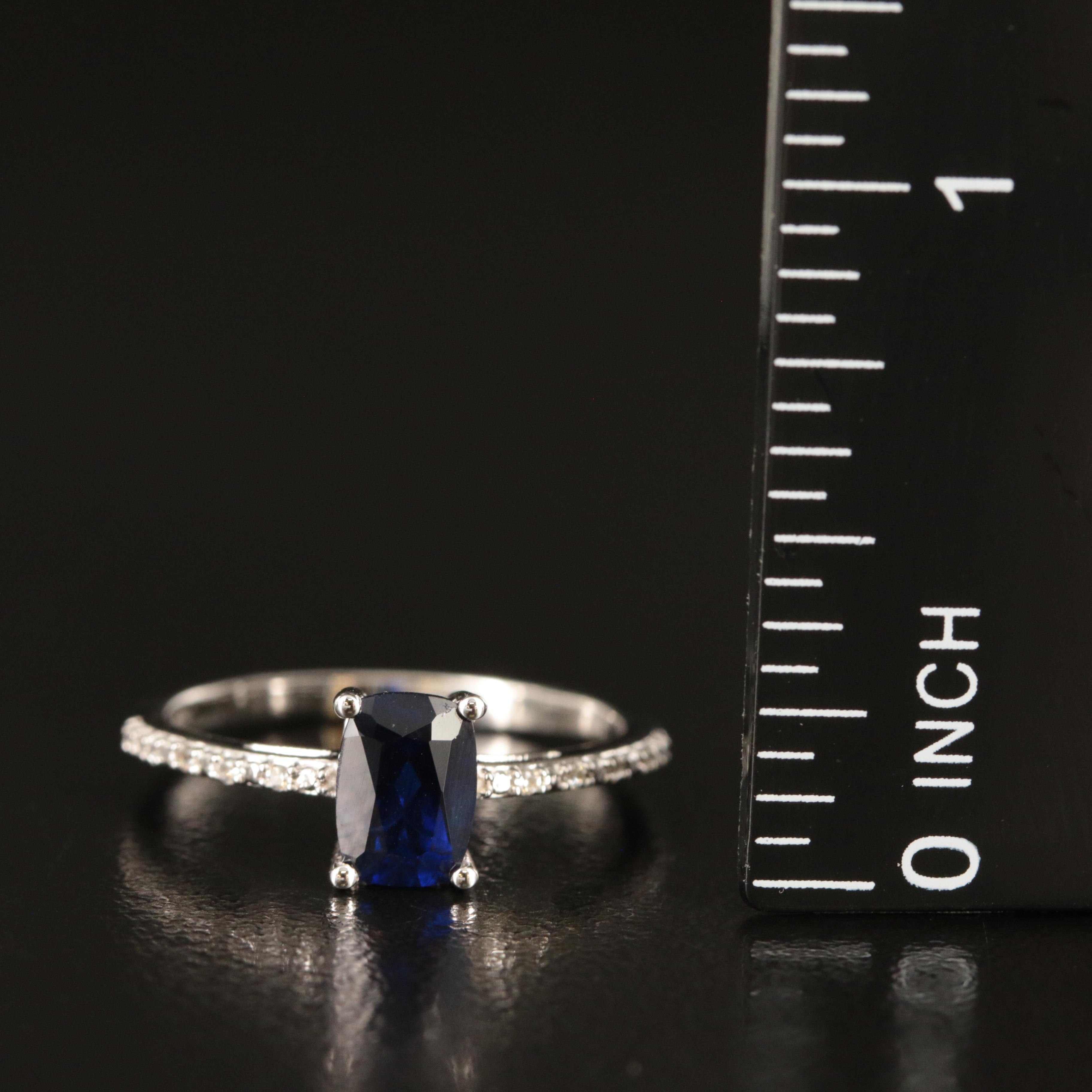 Sterling Sapphire and White Sapphire Ring
