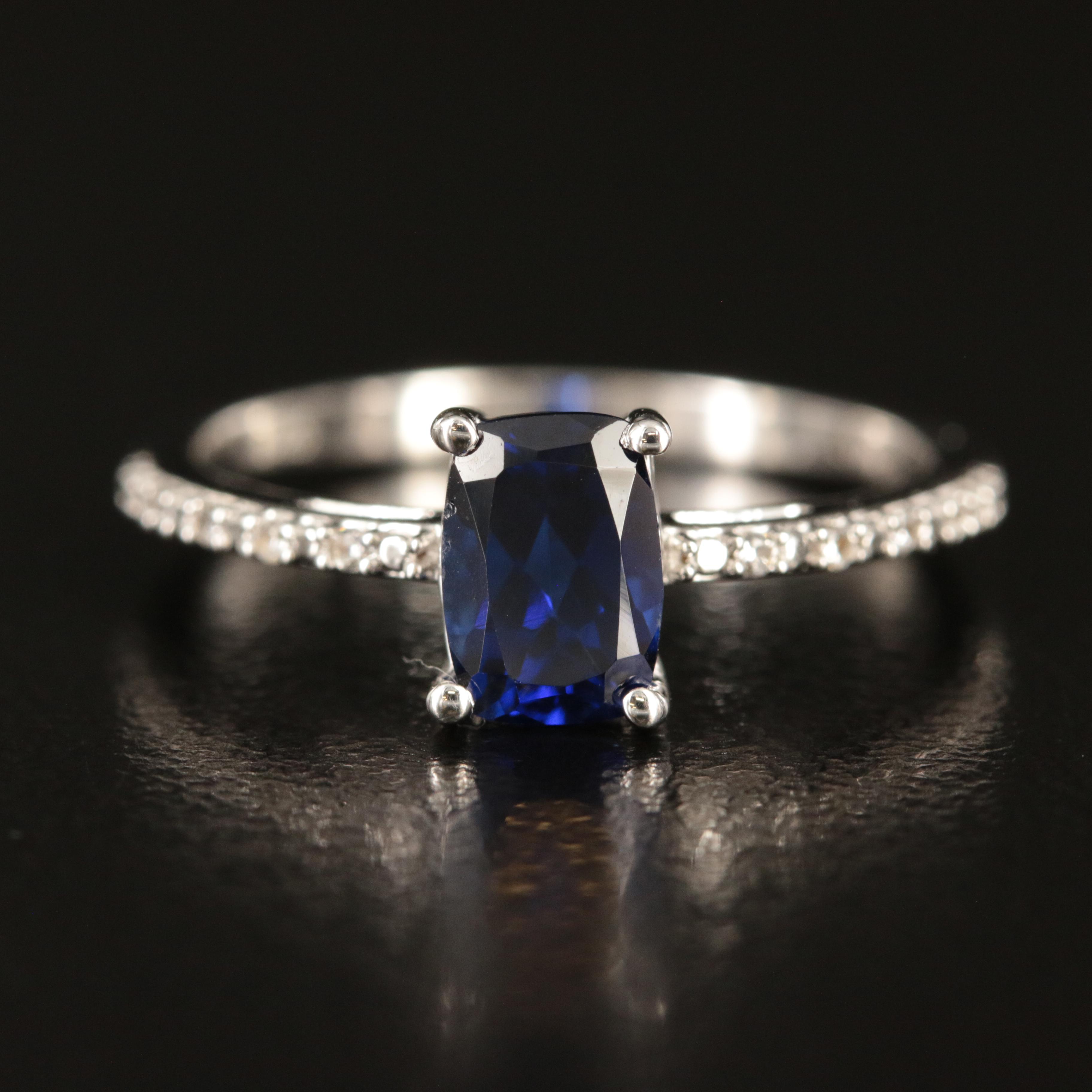 Sterling Sapphire and White Sapphire Ring