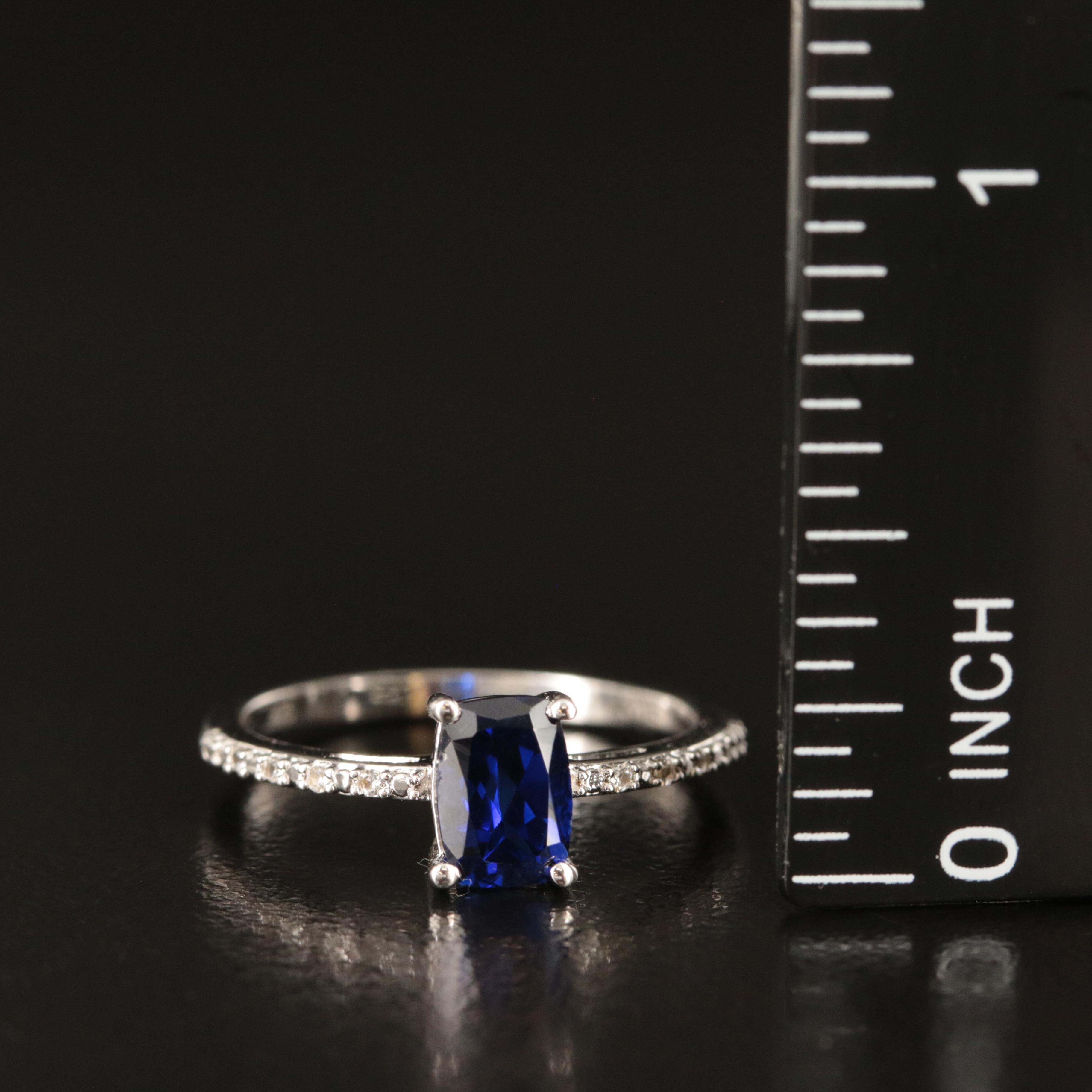 Sterling Sapphire and White Sapphire Ring