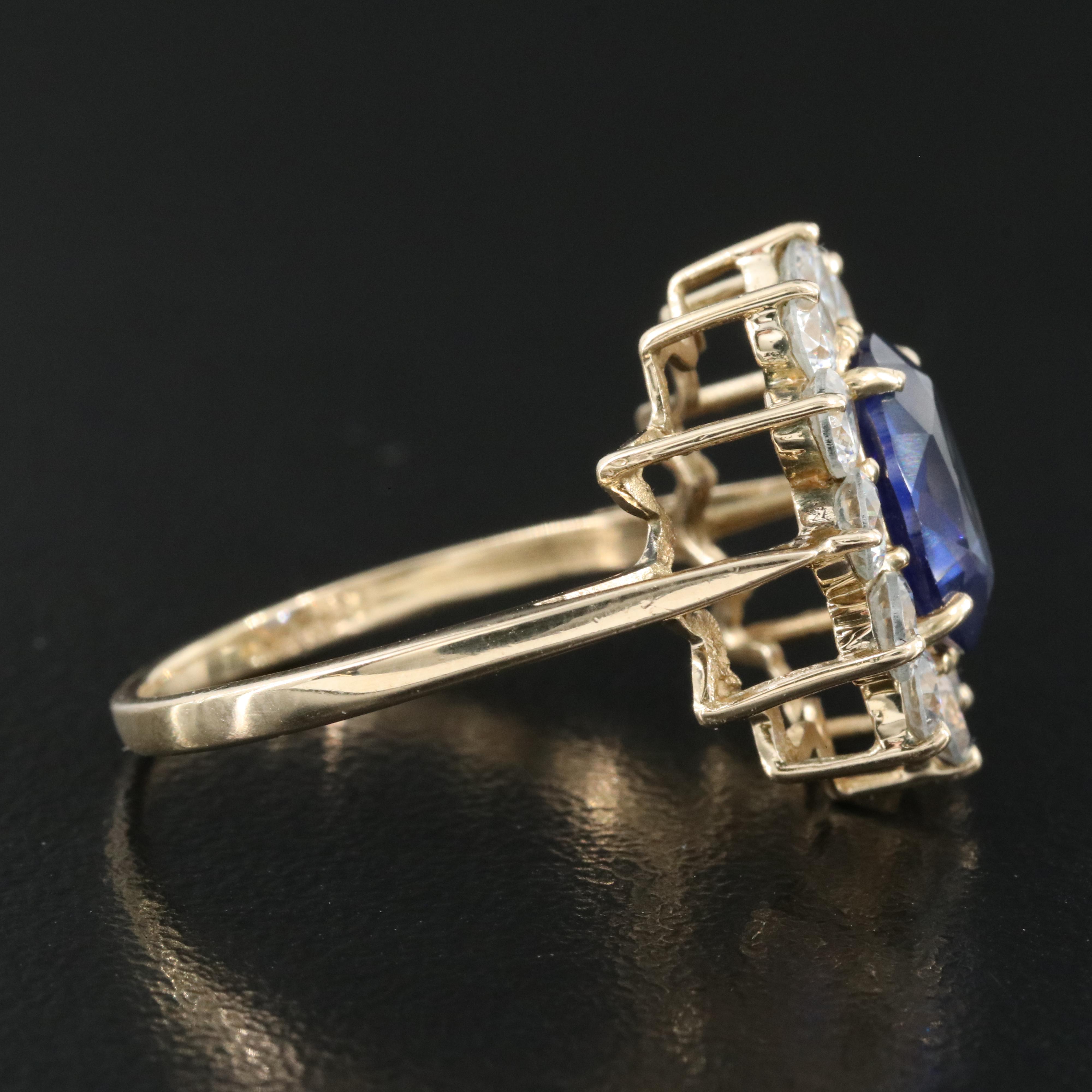 14K Sapphire and Cubic Zirconia Ring