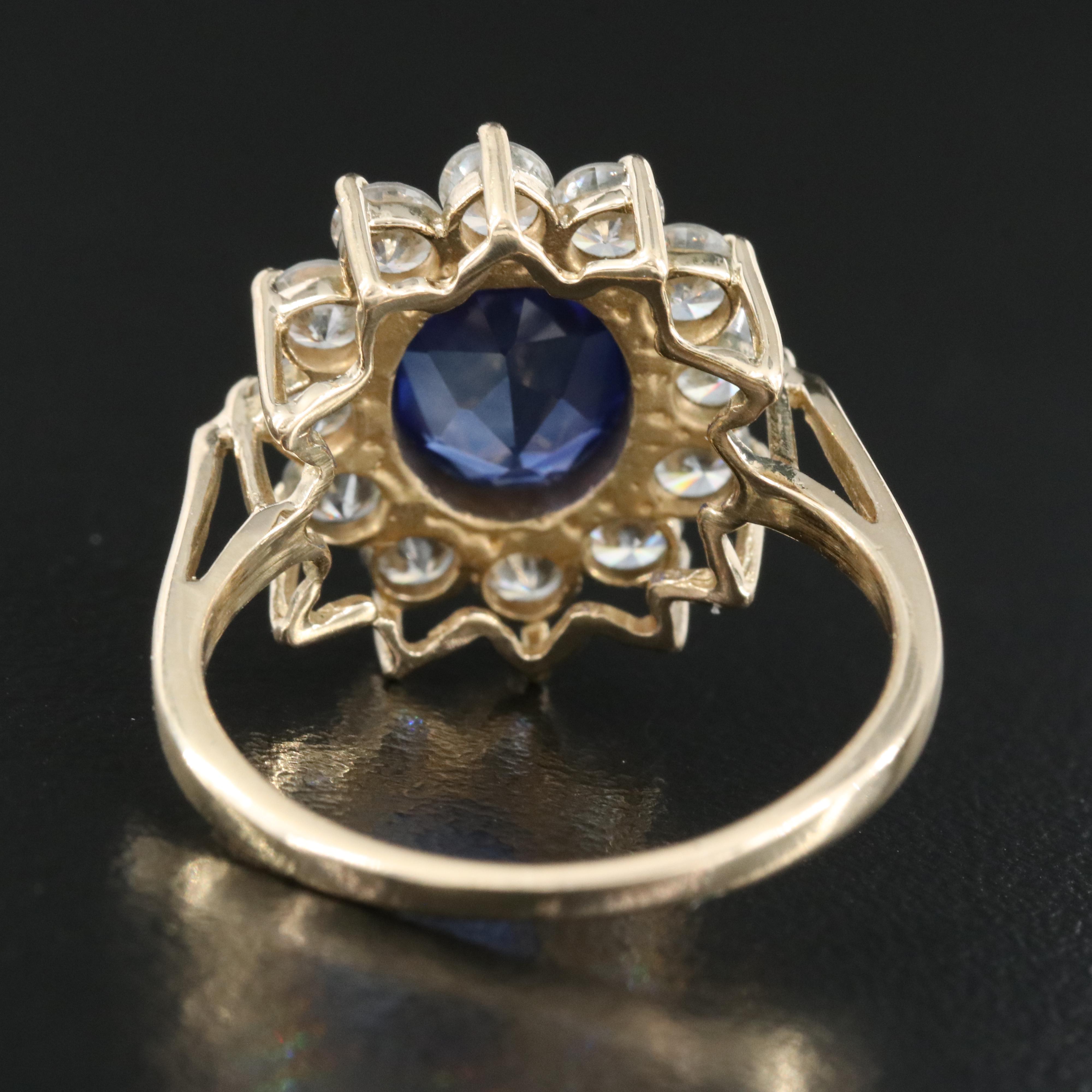 14K Sapphire and Cubic Zirconia Ring