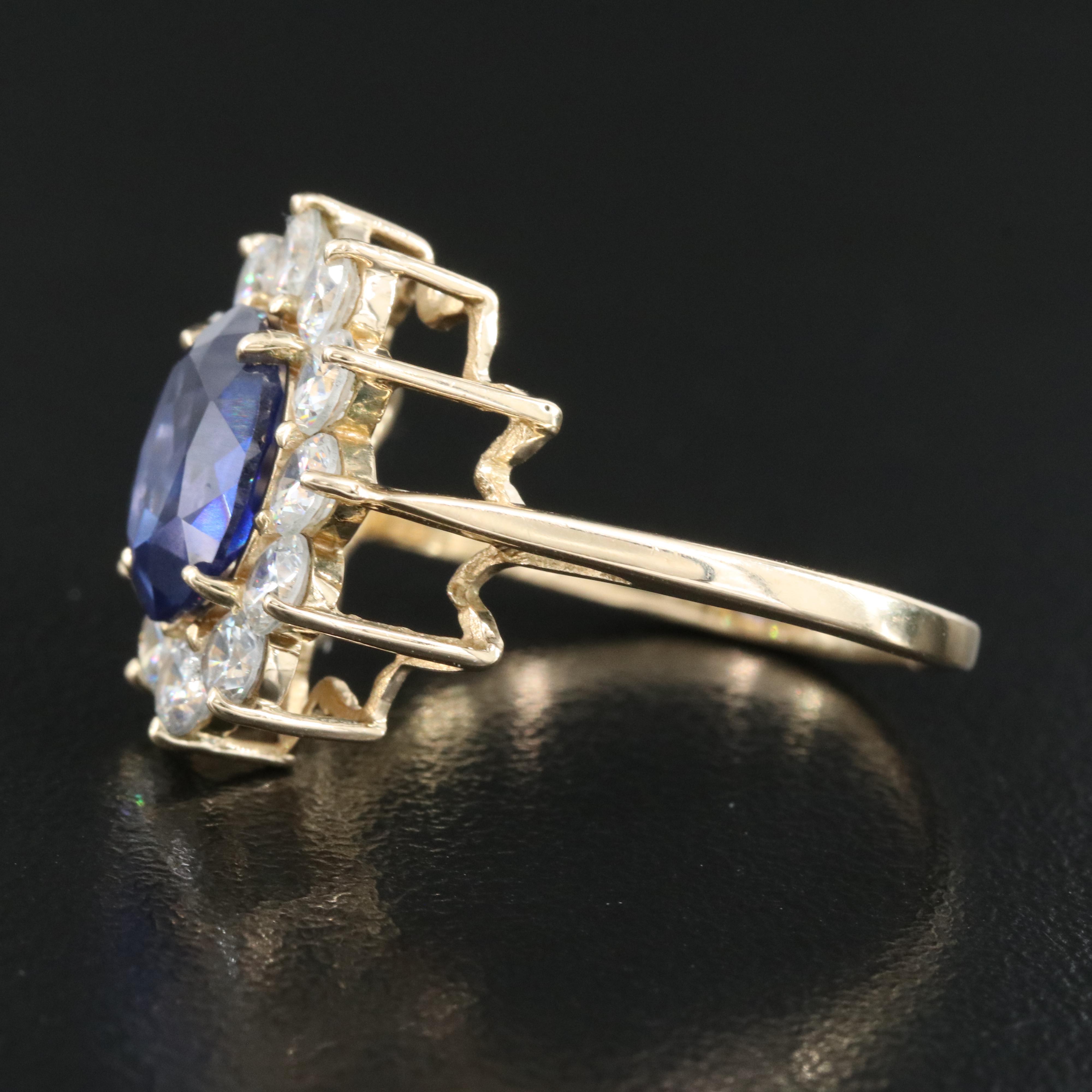 14K Sapphire and Cubic Zirconia Ring
