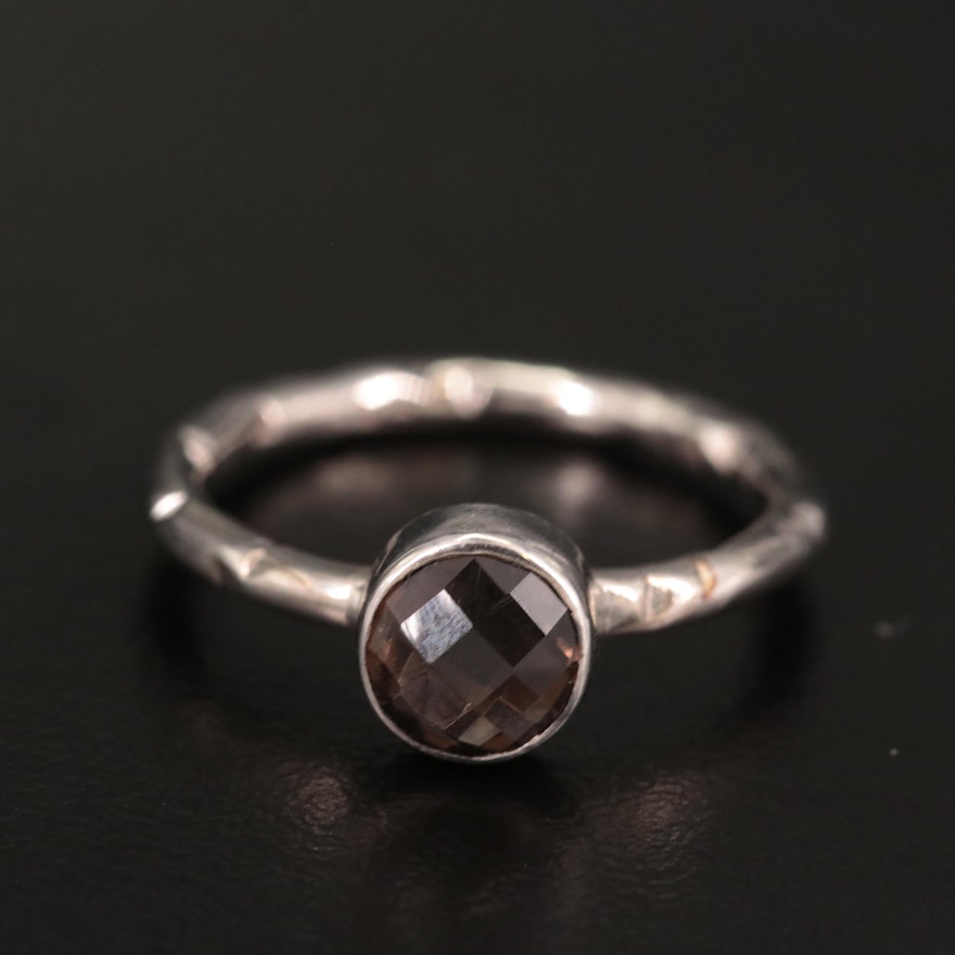 Sterling Smoky Quartz Solitaire Ring