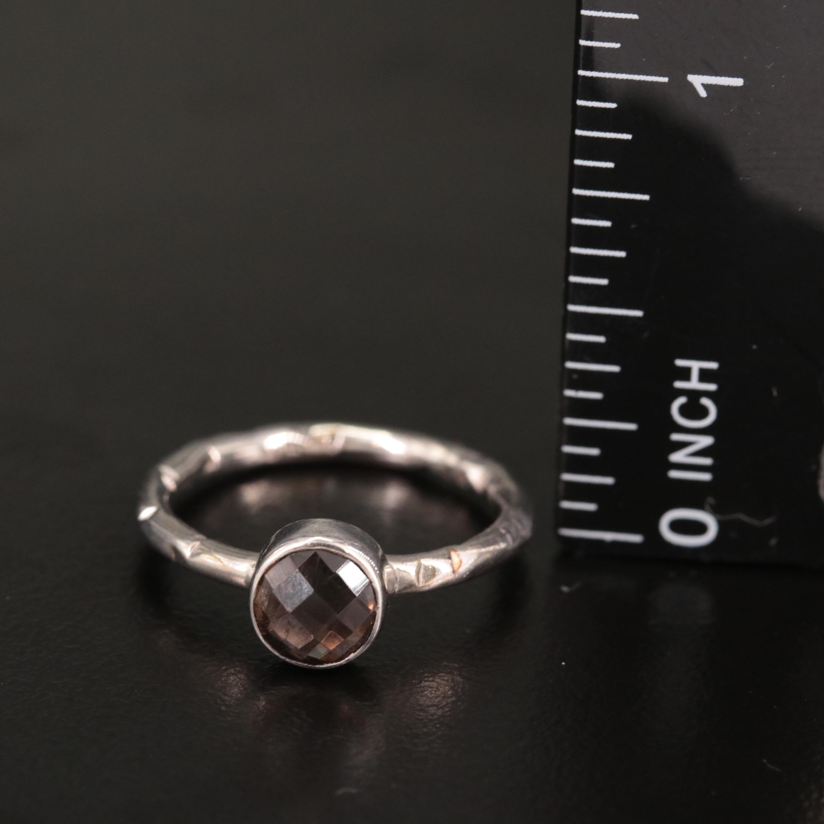 Sterling Smoky Quartz Solitaire Ring