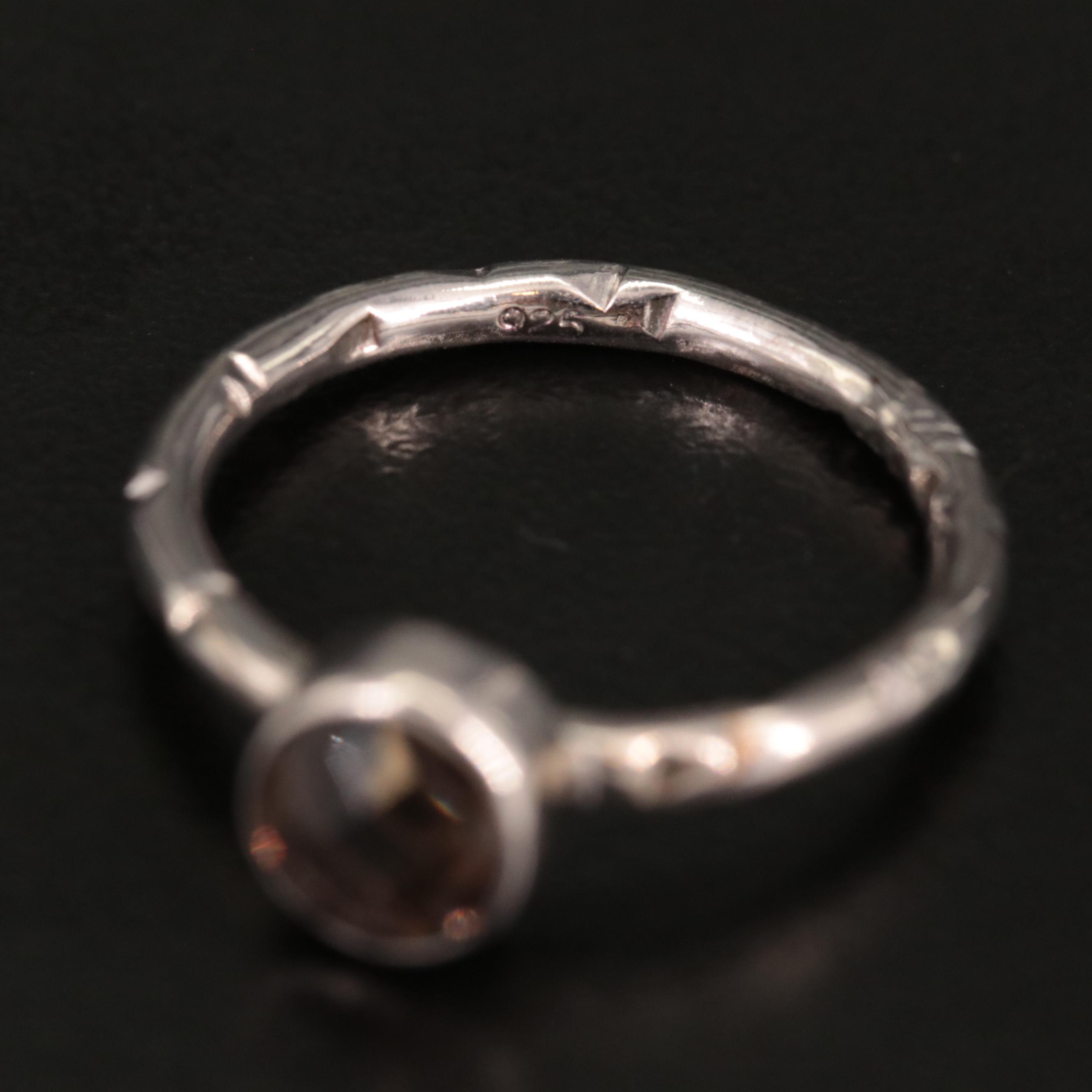 Sterling Smoky Quartz Solitaire Ring