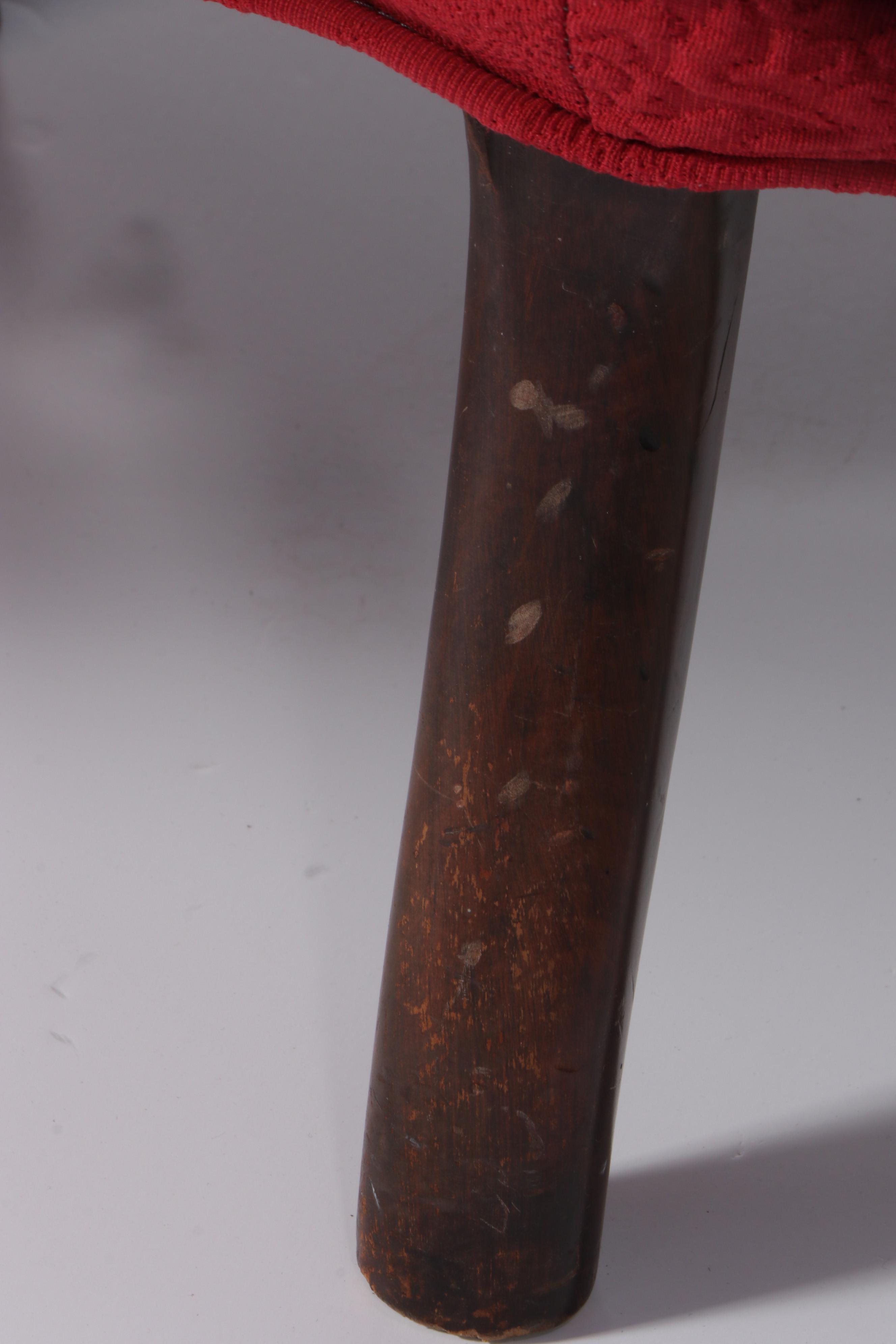 Pair of Hollywood Regency Style Mahogany & Buttoned-Down Asymmetrical Tub Chairs