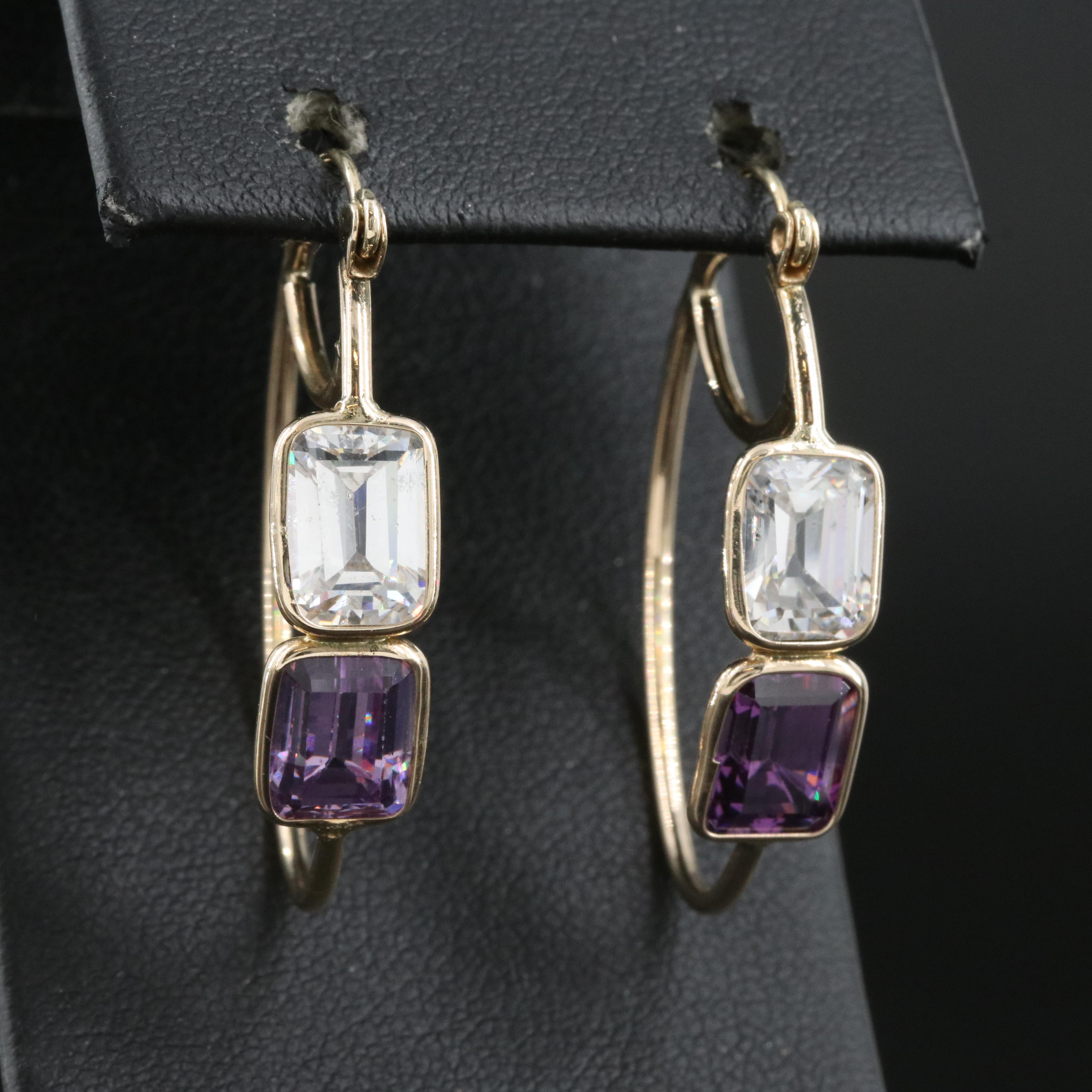 14K Cubic Zirconia Hoop Earrings