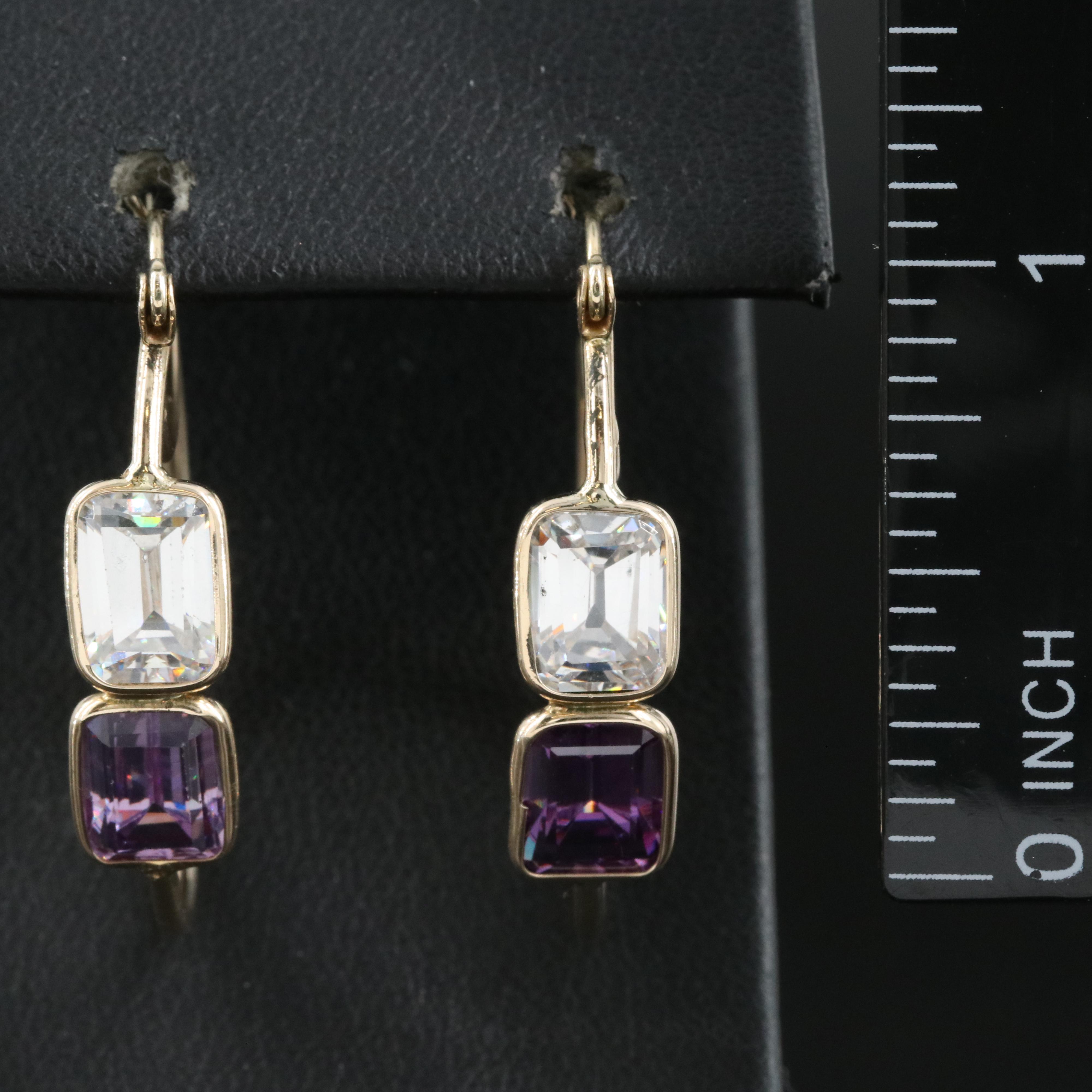 14K Cubic Zirconia Hoop Earrings